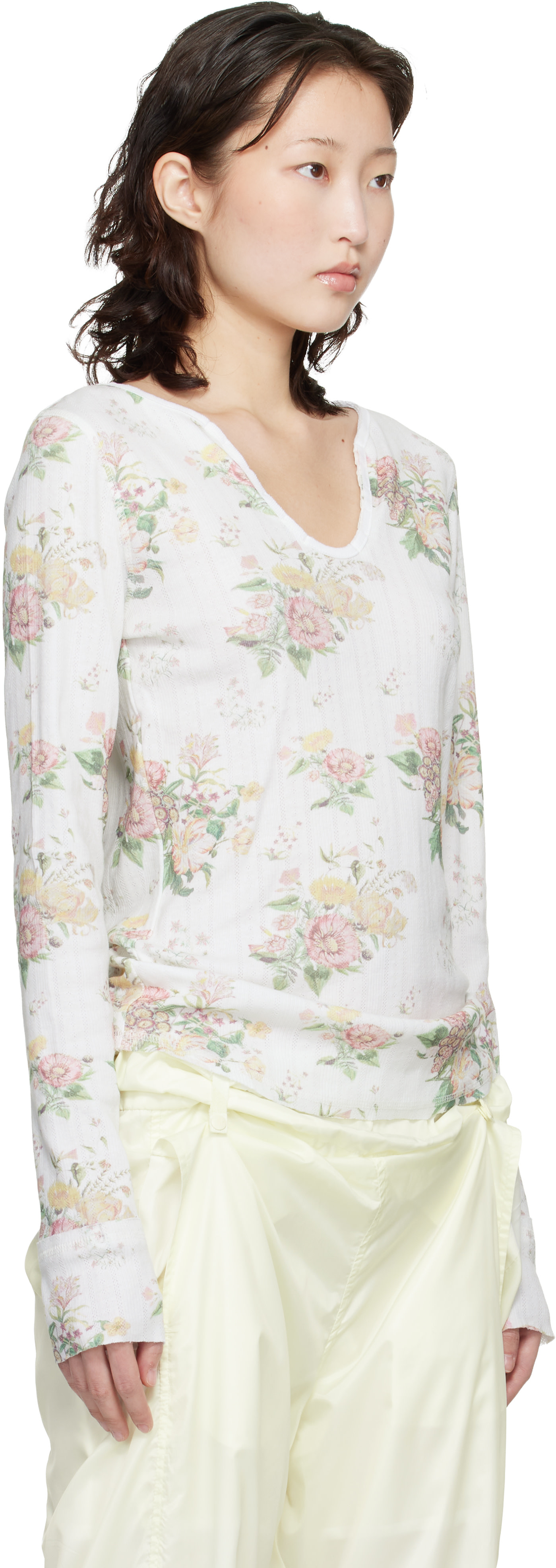 新品　OPEN YYFLORAL HOOK HENLEY LONG SLEEVE 26SS】OPEN YY オープン ワイワイ / FLORAL HOOK HENLEY LONG SLEEVE
