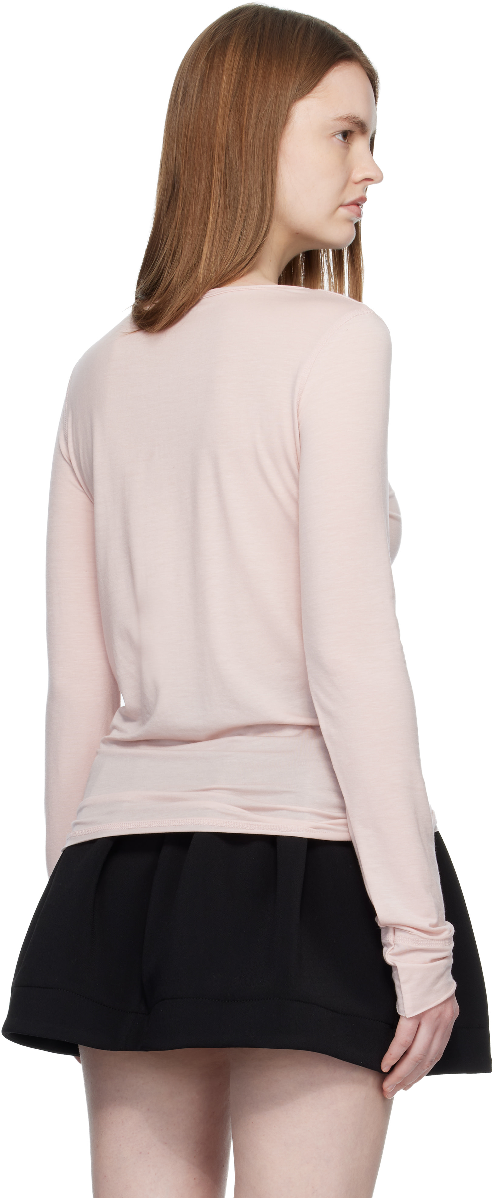 OPEN YY: Pink Hook Long Sleeve Henley | SSENSE