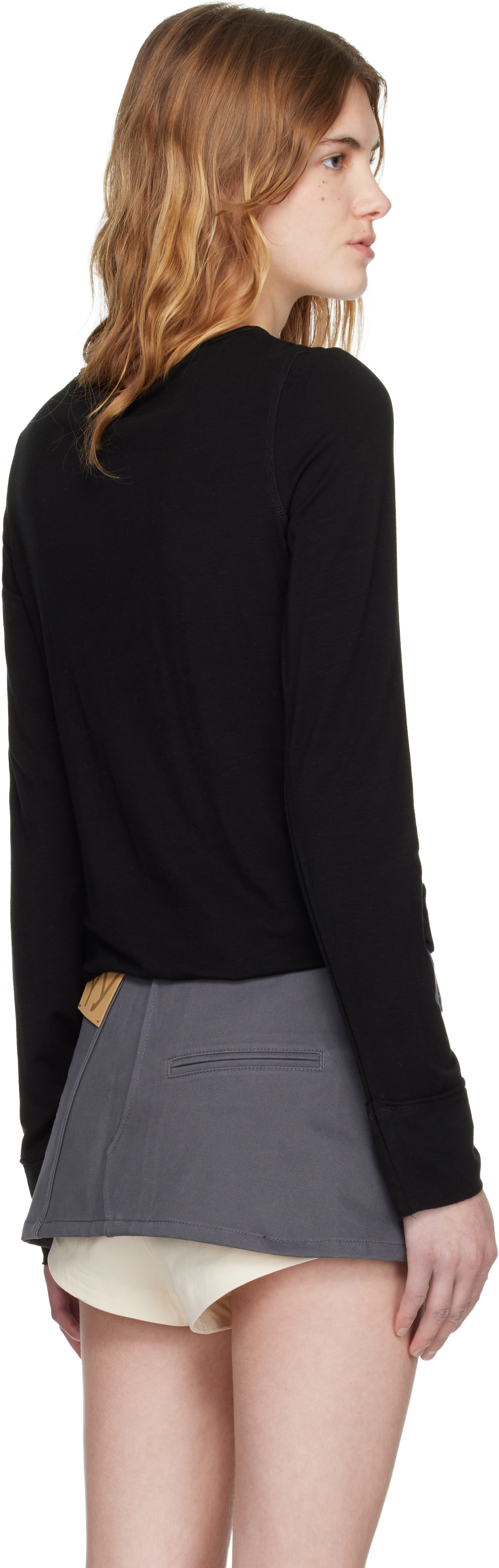 OPEN YY: Black Hook Long Sleeve Henley | SSENSE