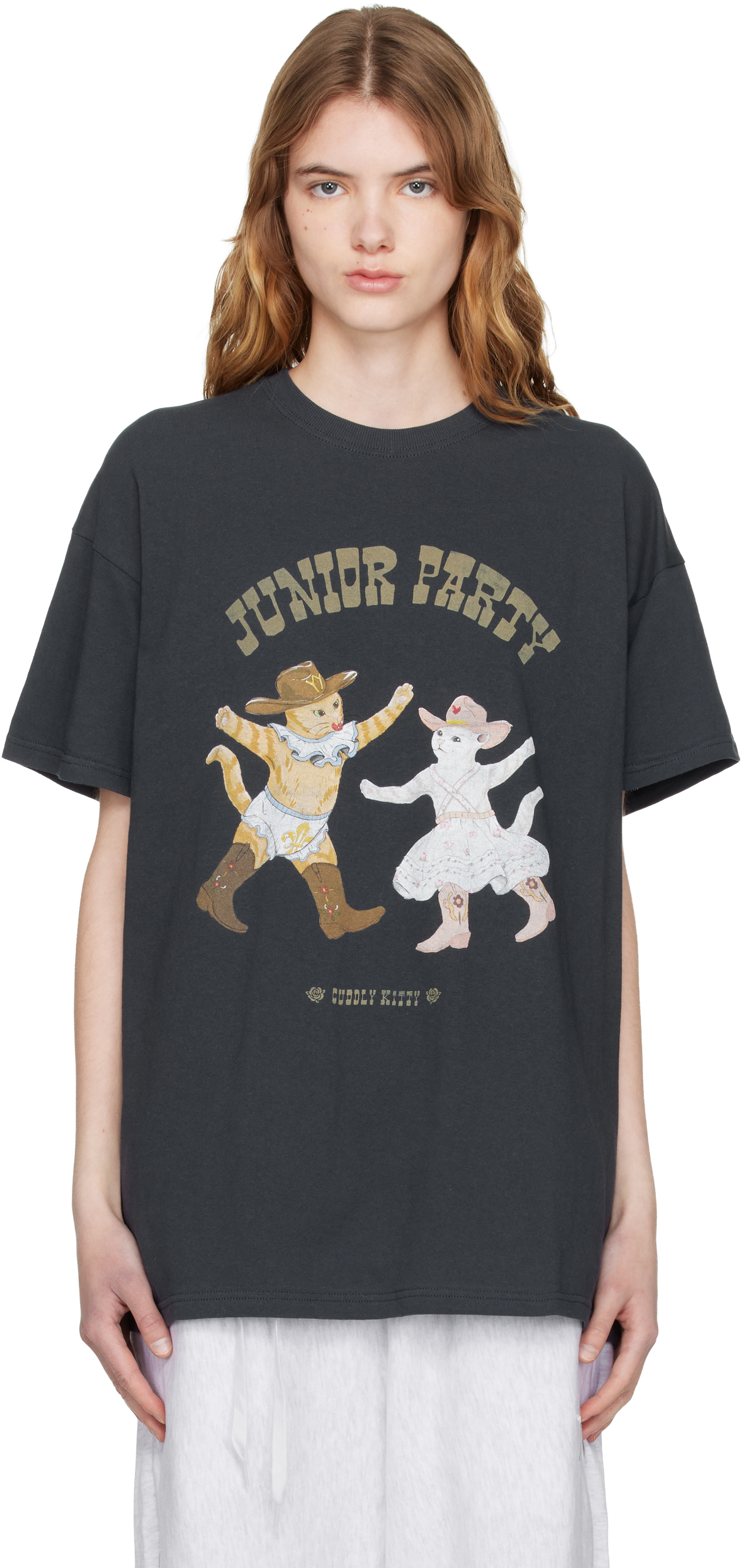 OPEN YY: Navy Pet Club Kitty Party T-shirt | SSENSE