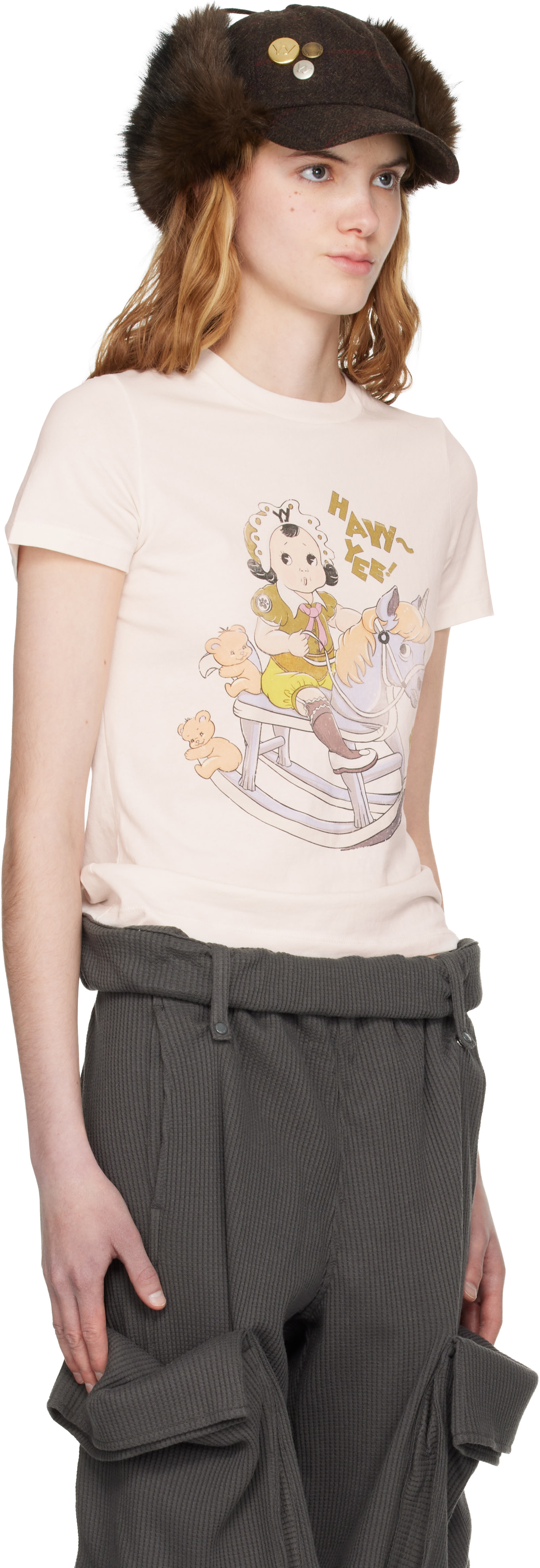 OPEN YY オフホワイト Rocking ベビーTシャツ