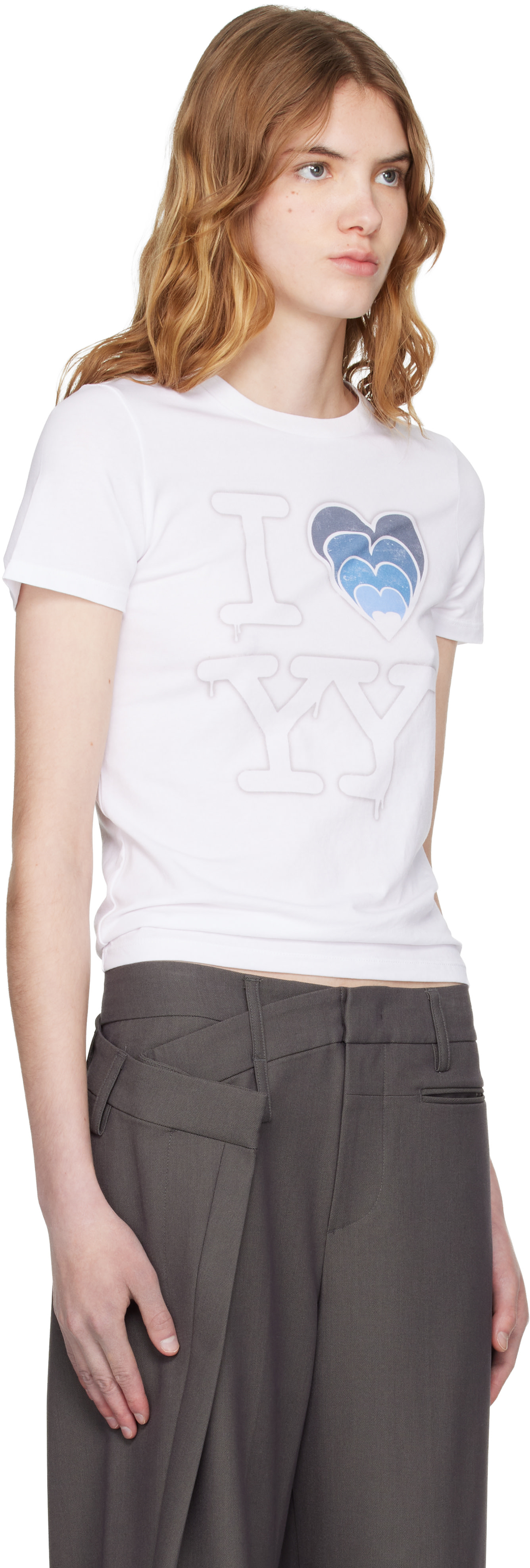 OPEN YY: SSENSE限定 White 'I LOVE YY' ベビーTシャツ | SSENSE 日本