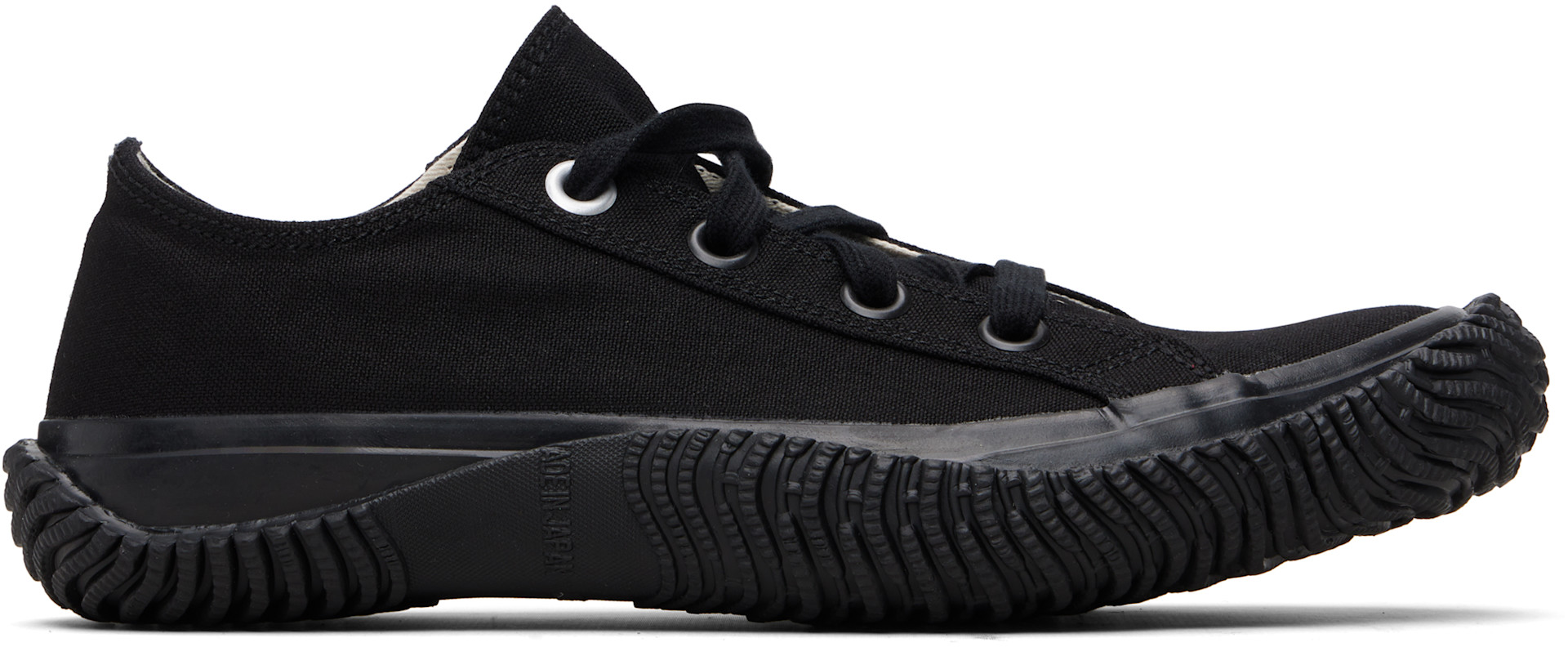 Y's - Black Cotton Canvas Low-Top Sneakers