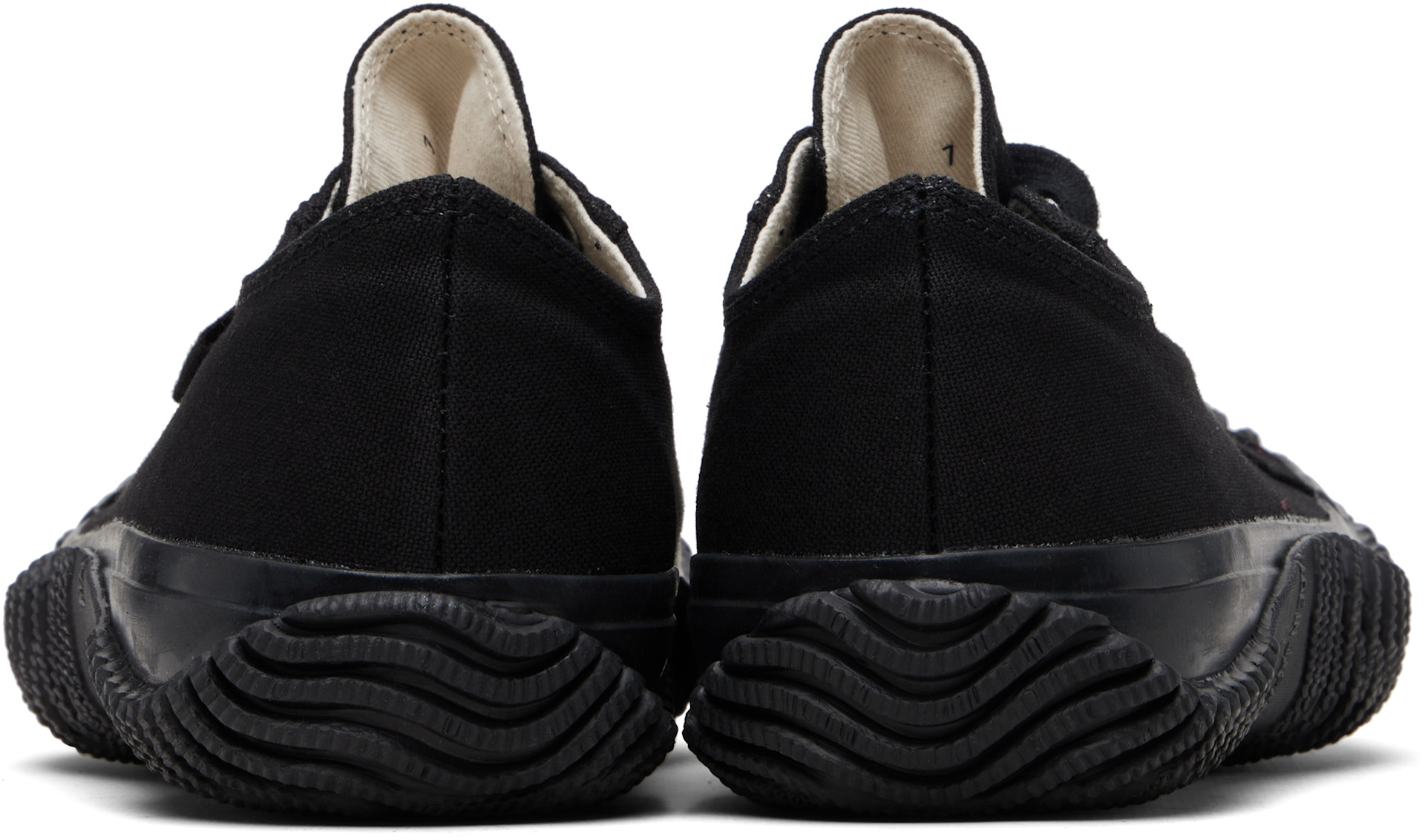 Y's - Black Cotton Canvas Low-Top Sneakers
