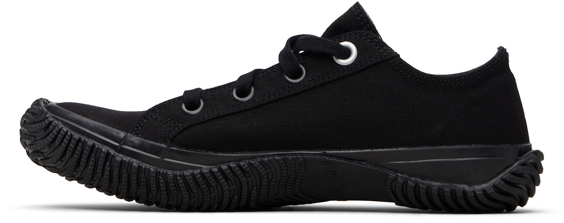 Y's - Black Cotton Canvas Low-Top Sneakers
