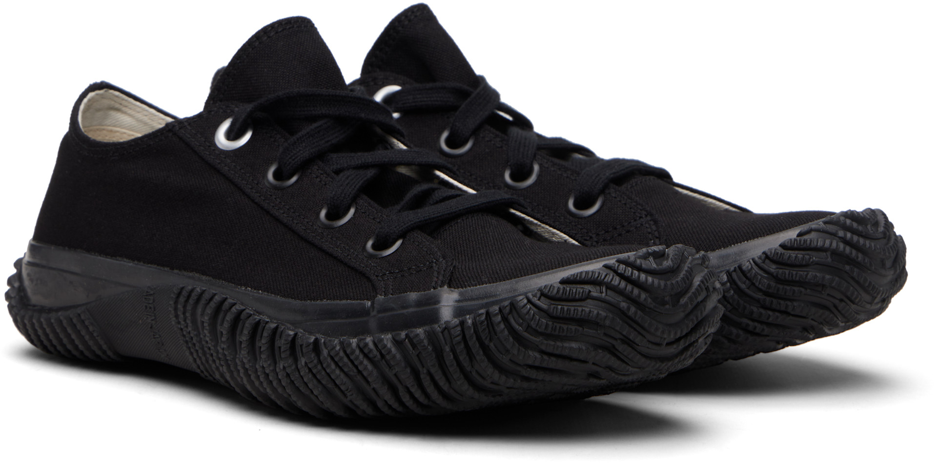 Y's - Black Cotton Canvas Low-Top Sneakers