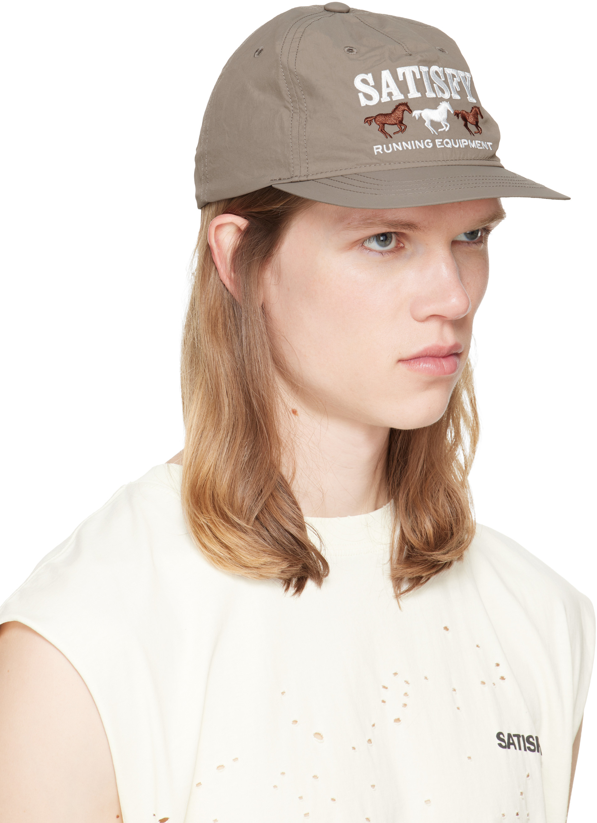 Satisfy: トープ FliteSilk 5-Panel Pinch キャップ | SSENSE 日本