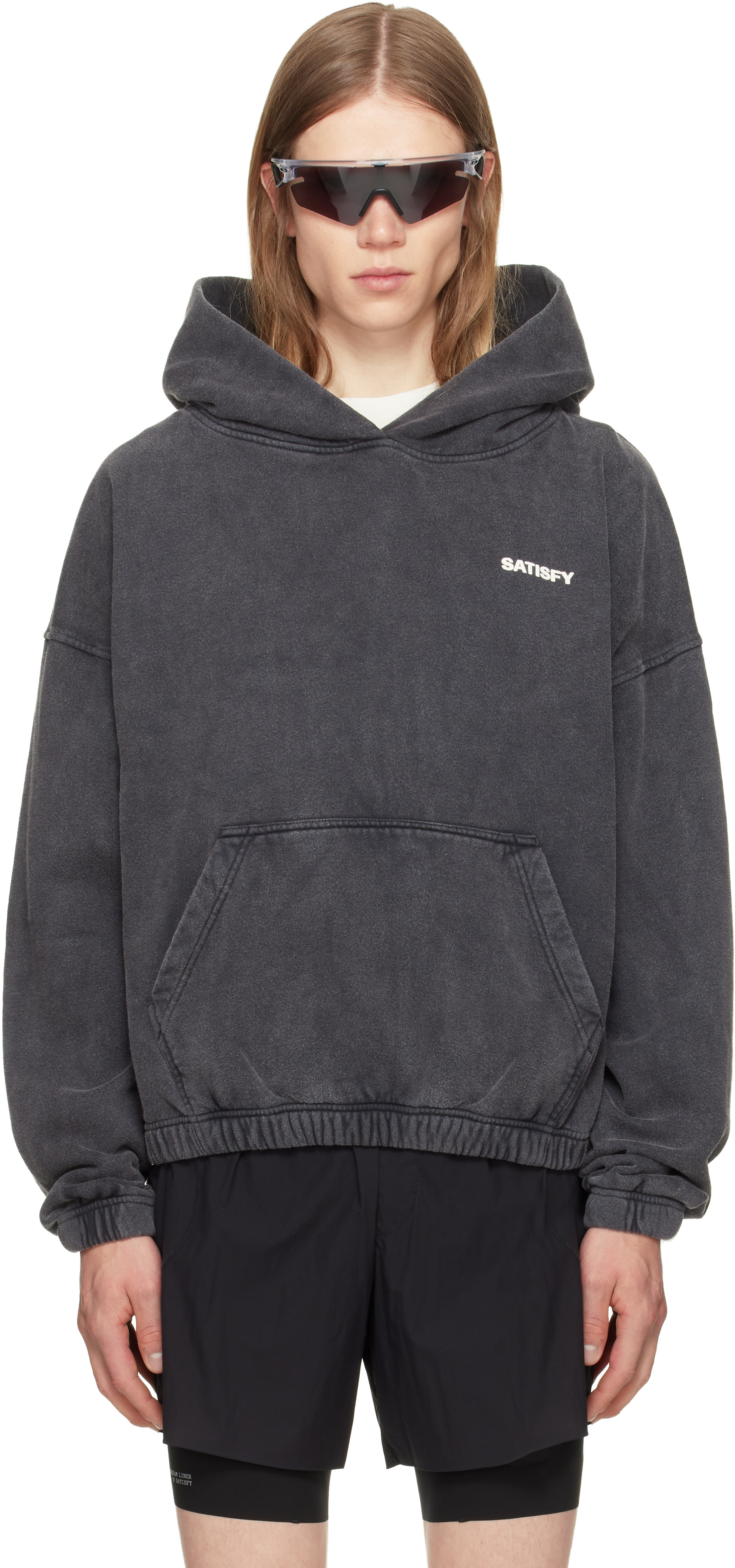 Satisfy - Pull à capuche gris en molleton SoftCell