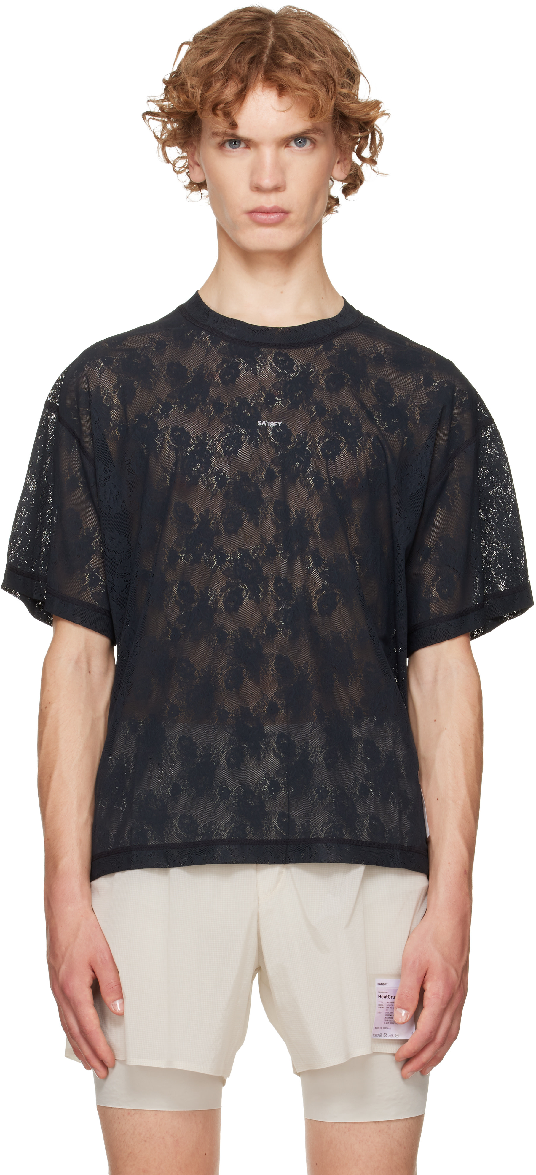 Satisfy: ブラック Space-Lace Running Tシャツ | SSENSE 日本