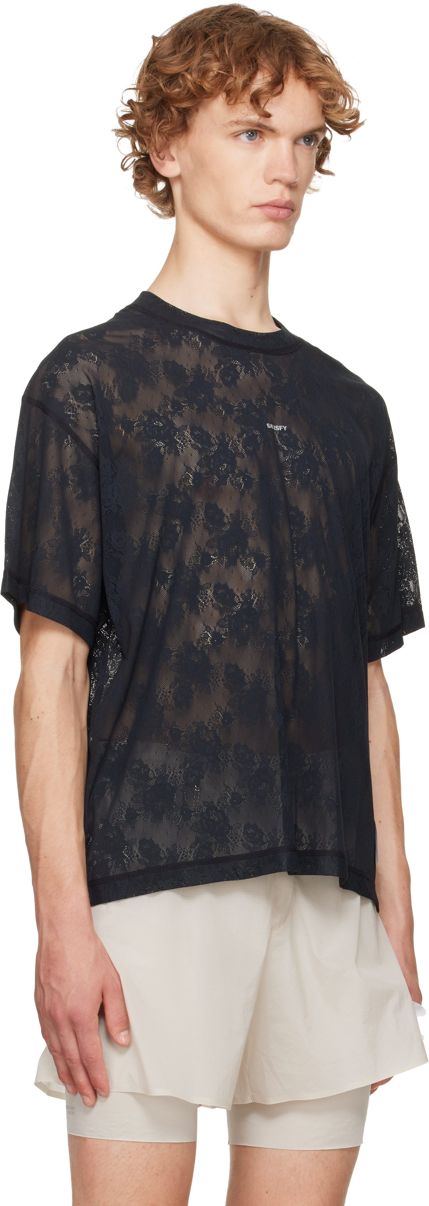 Satisfy: Black Space-Lace Running T-shirt | SSENSE Israel