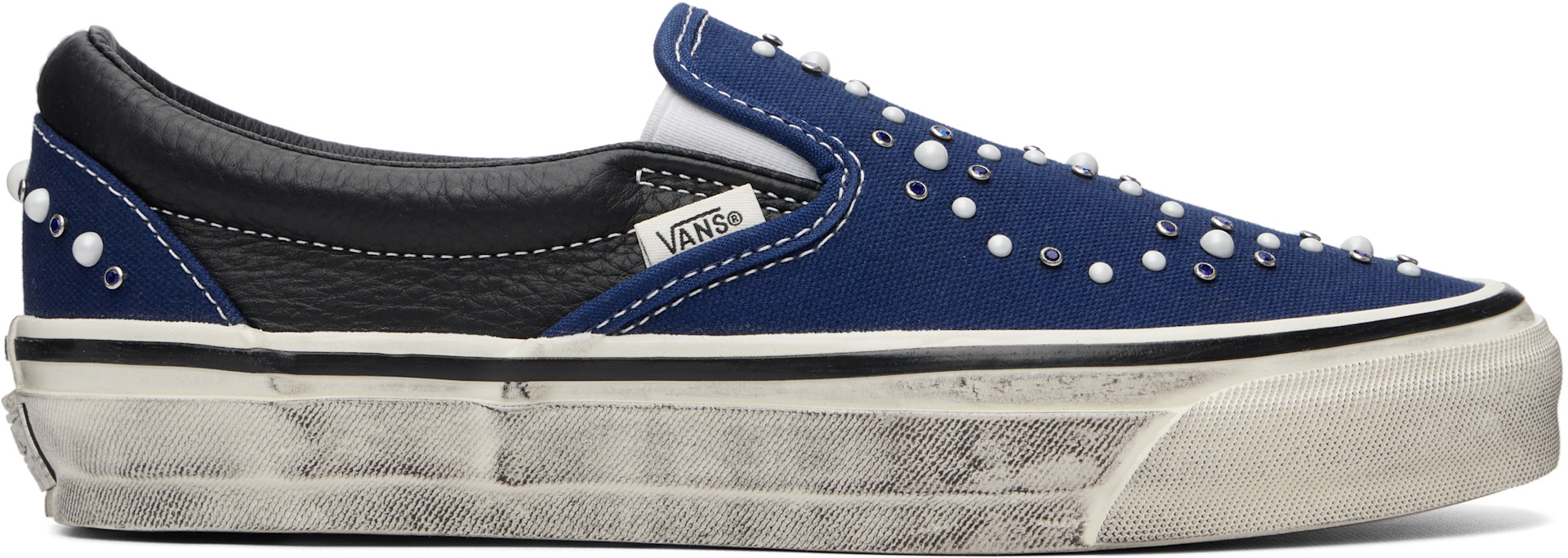 Vans: Navy Premium Classic Slip-On Sneakers | SSENSE