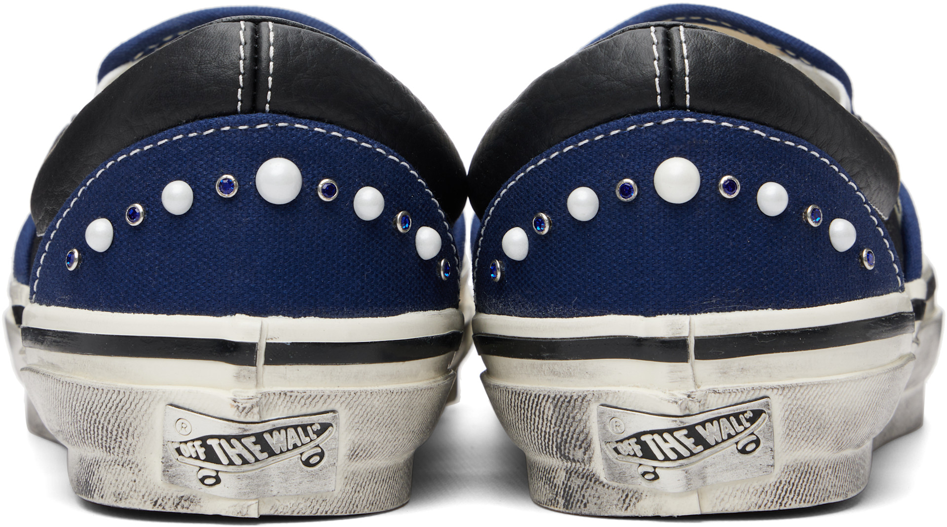 Vans: Navy Premium Classic Slip-On Sneakers | SSENSE