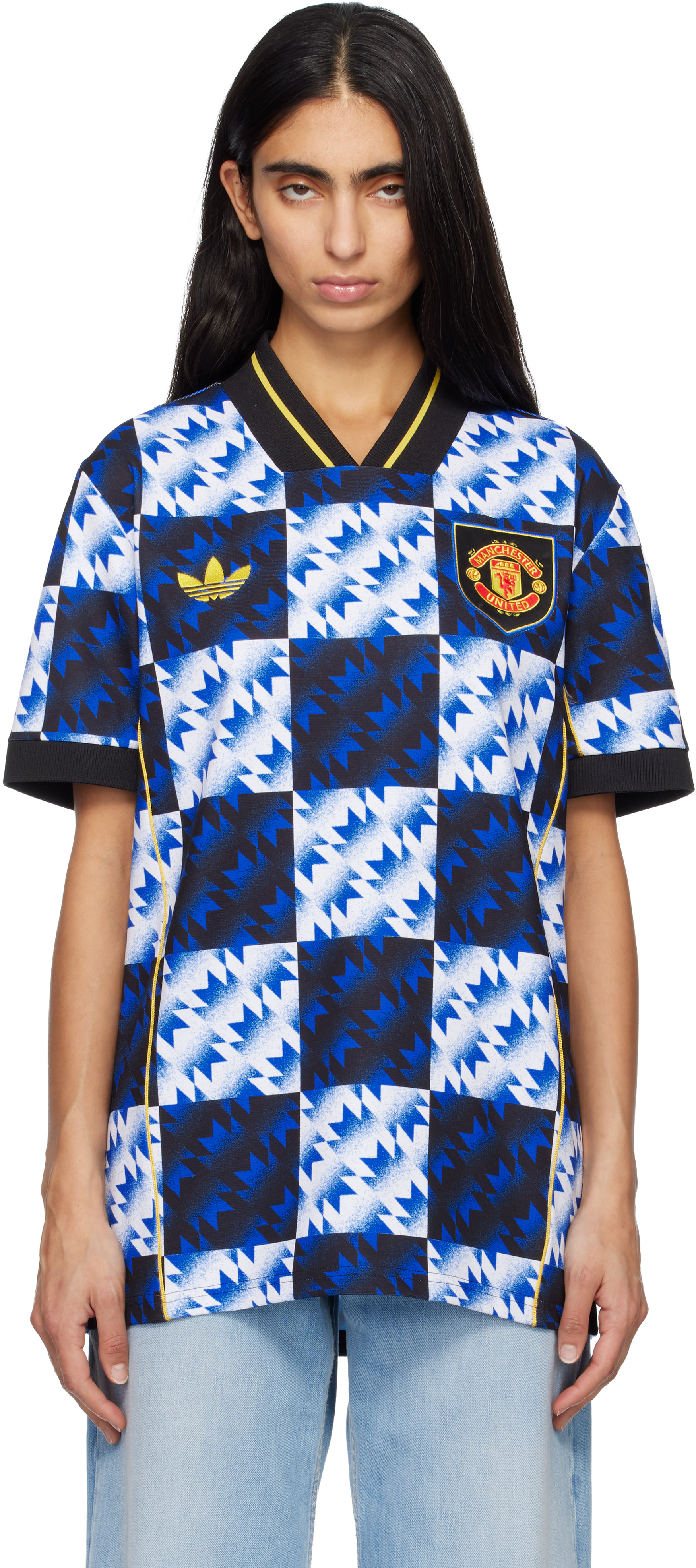 adidas Originals: Blue Manchester United LFSTLR Jersey | SSENSE Canada