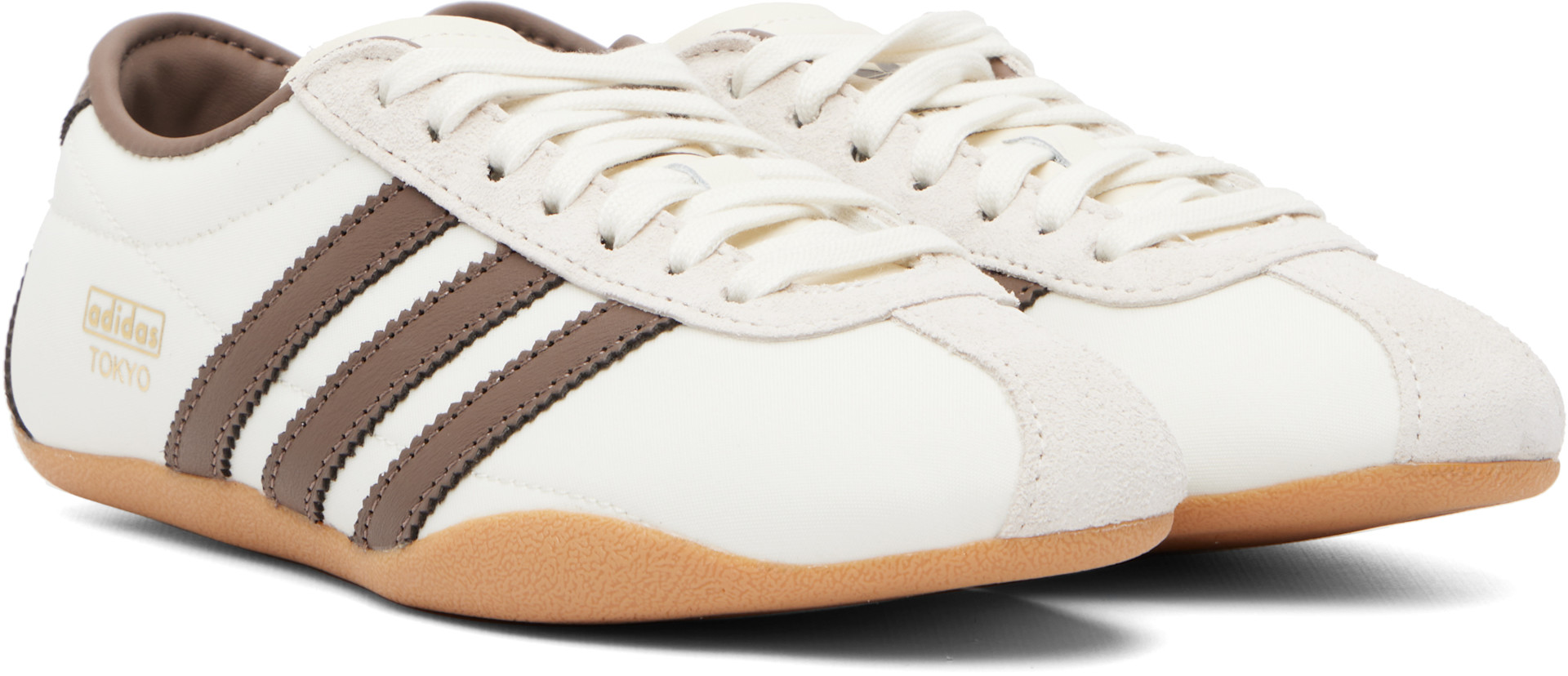 adidas White Athletic Shoes with Brown Straps adidas Originals: White & Brown Tokyo Sneakers | SSENSE main image 4