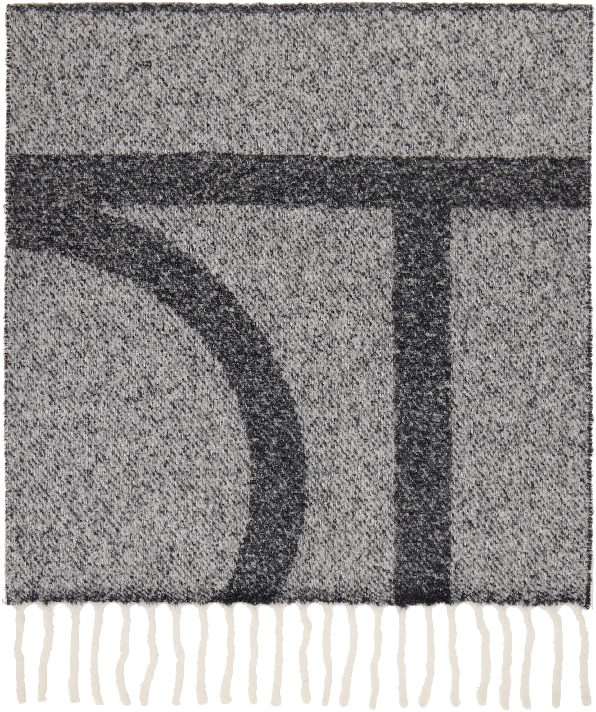 TOTEME - Écharpe grise à monogrammes en jacquard