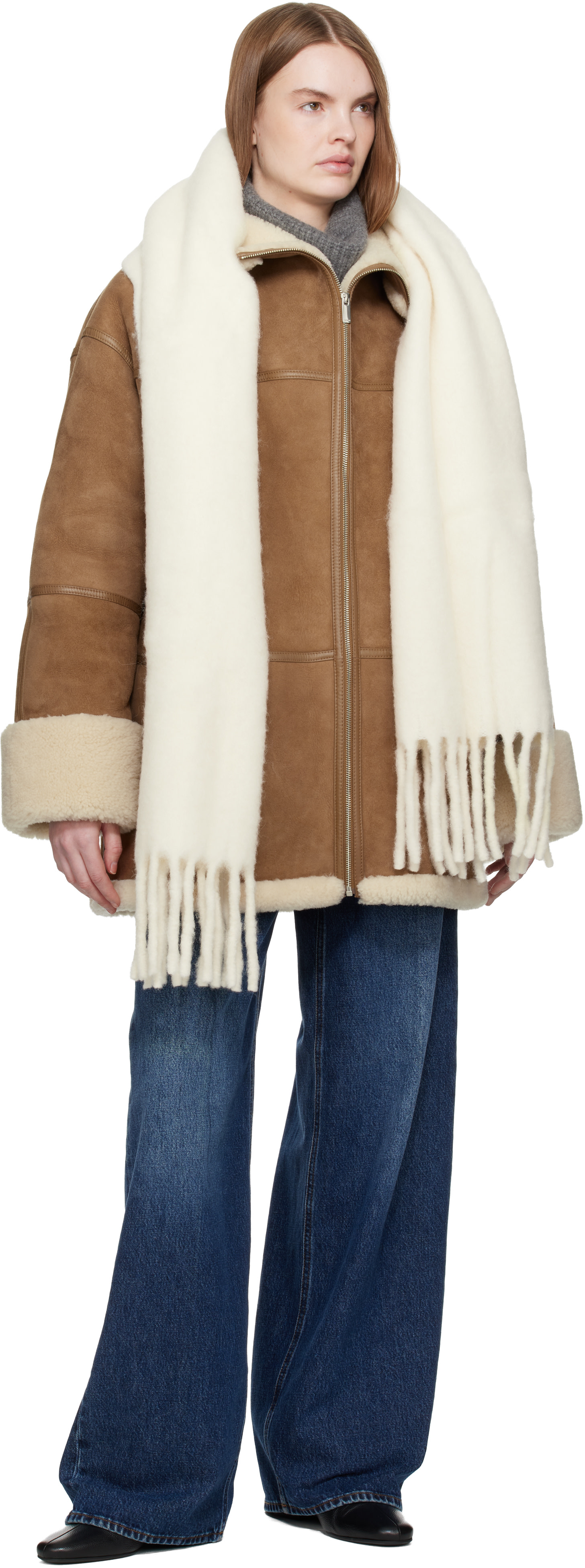 TOTEME - Écharpe Fuzzy blanc cassé