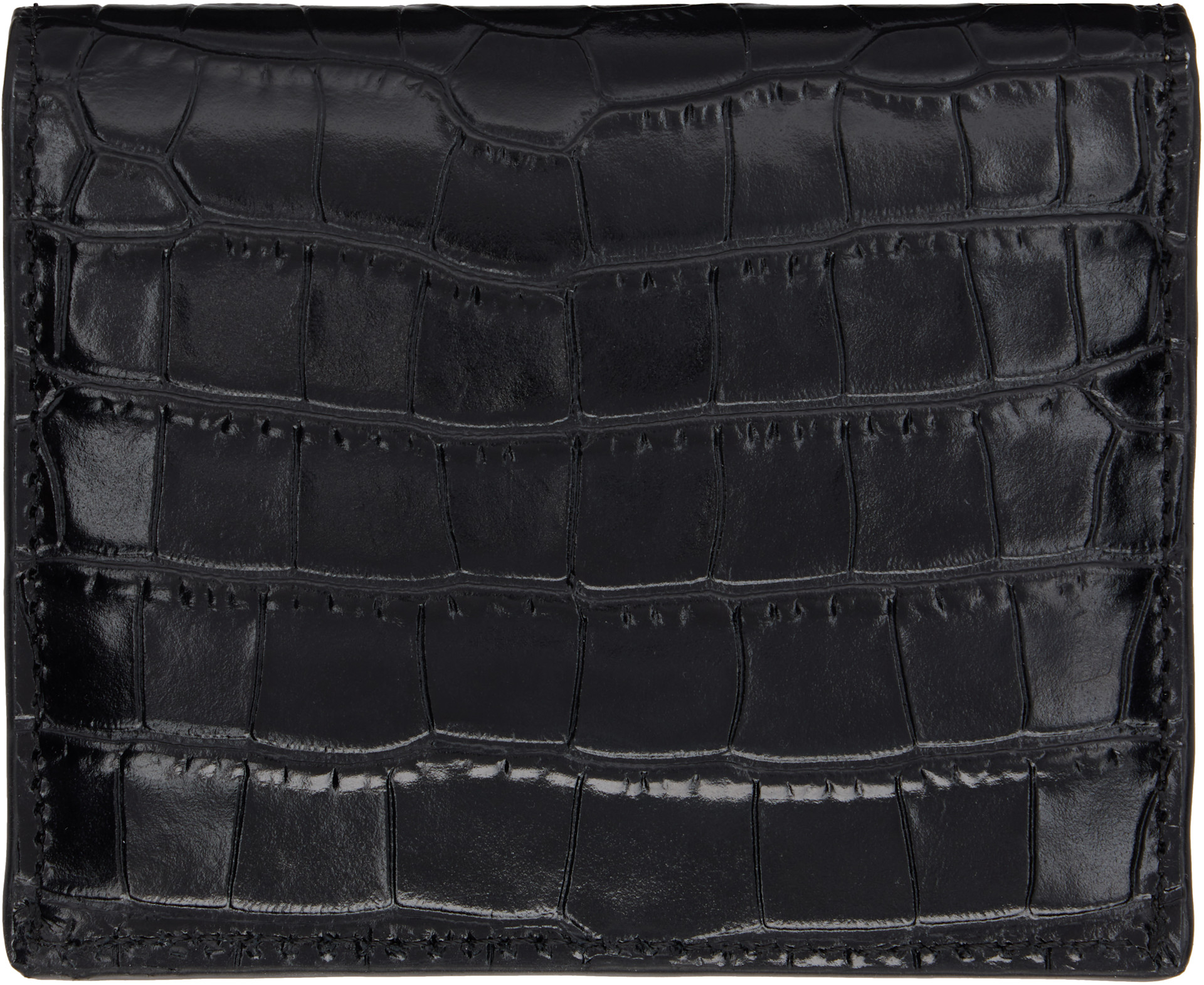 TOTEME: Black T-Lock Croco-Embossed Card Holder | SSENSE