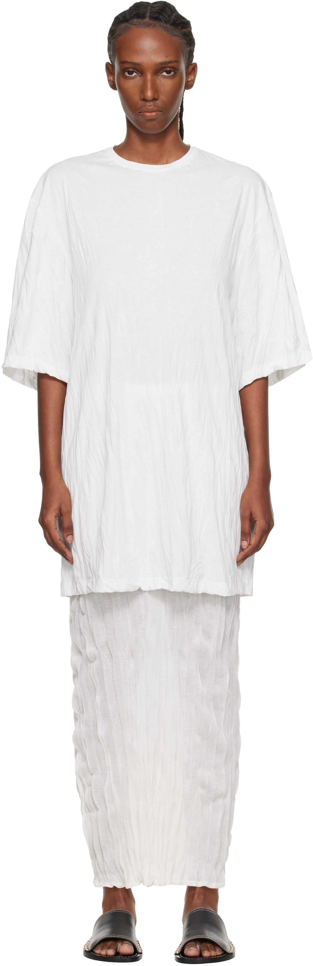 toteme white dress Parachute shirtdress shaped sleeves and a slim waist TOTEME - Crinkled knit long-sleeve