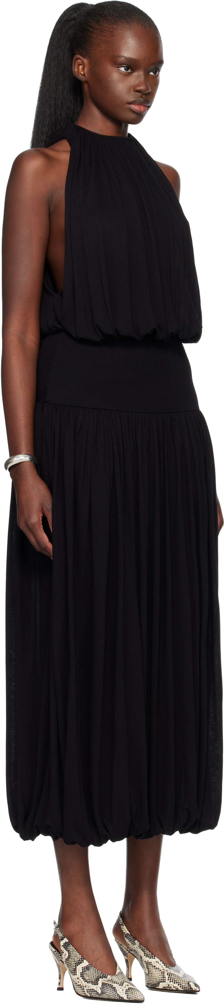 TOTEME - Robe midi noire à fronces