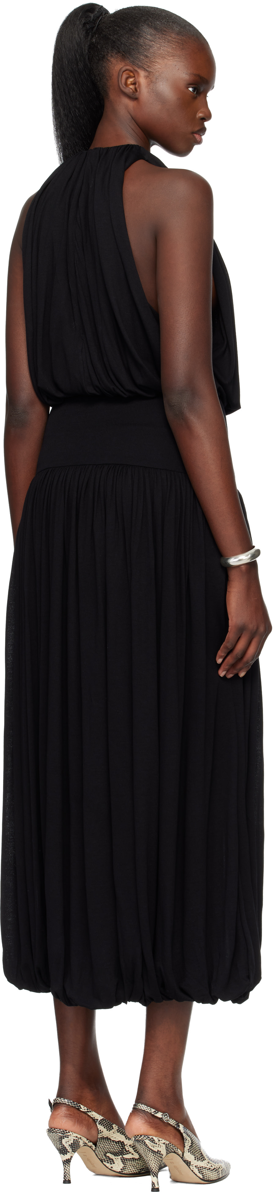 TOTEME - Robe midi noire à fronces