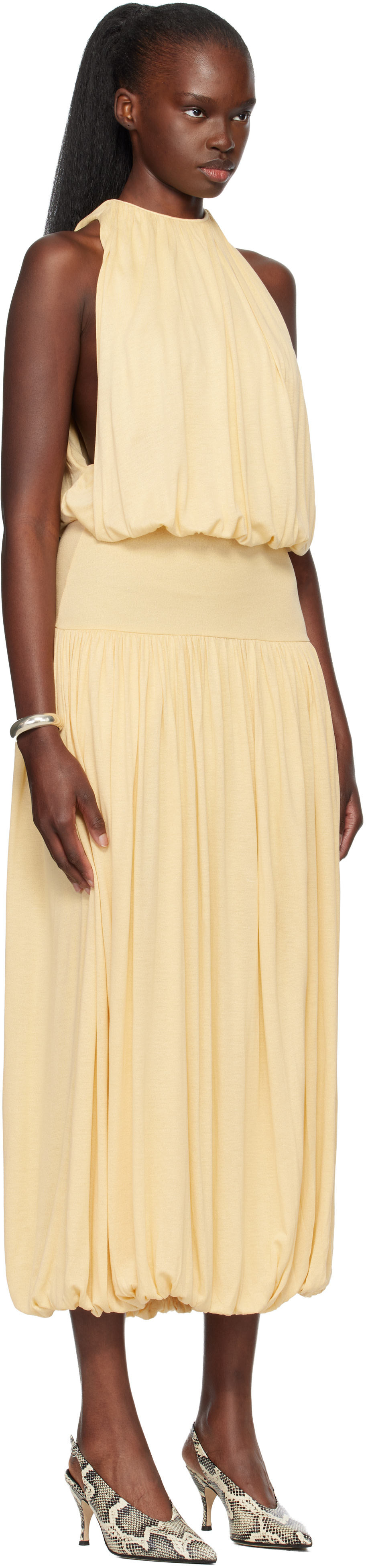 TOTEME - Robe midi jaune à fronces