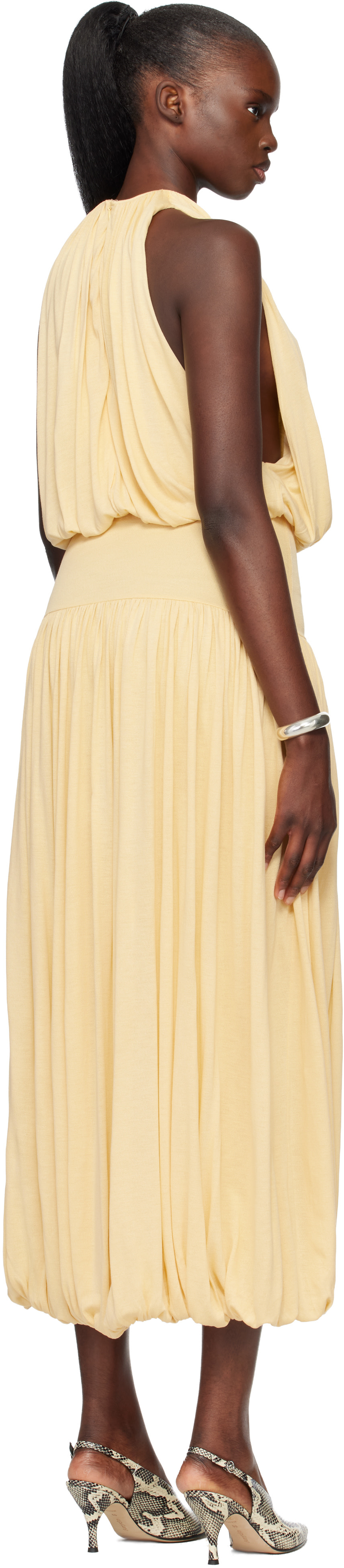 TOTEME - Robe midi jaune à fronces