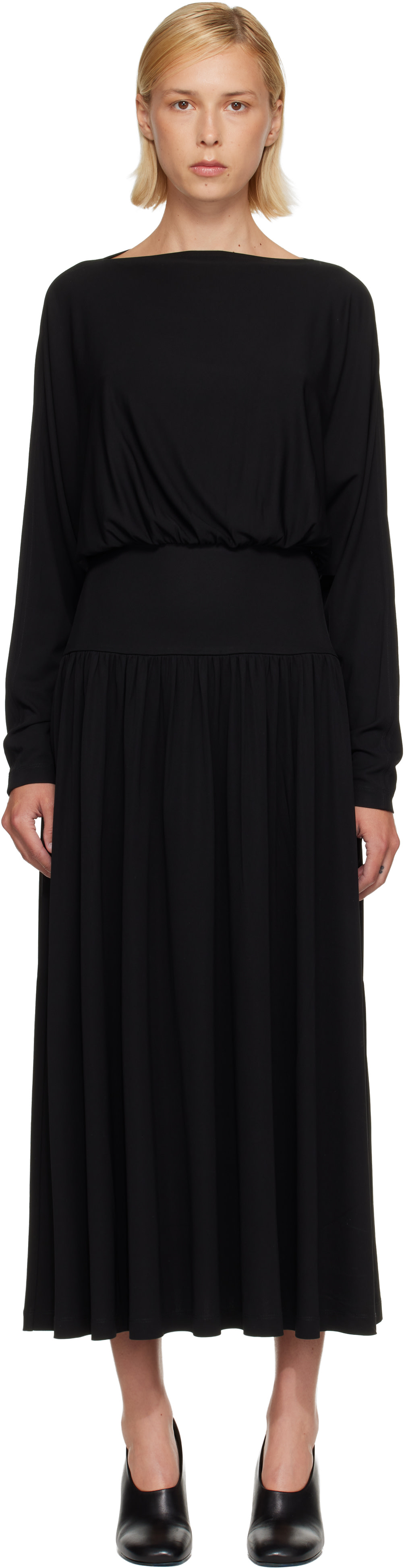 toteme stretch jersey maxi dress Toteme Gathered Stretch-Jersey Maxi Dress In Gray - 40% Off