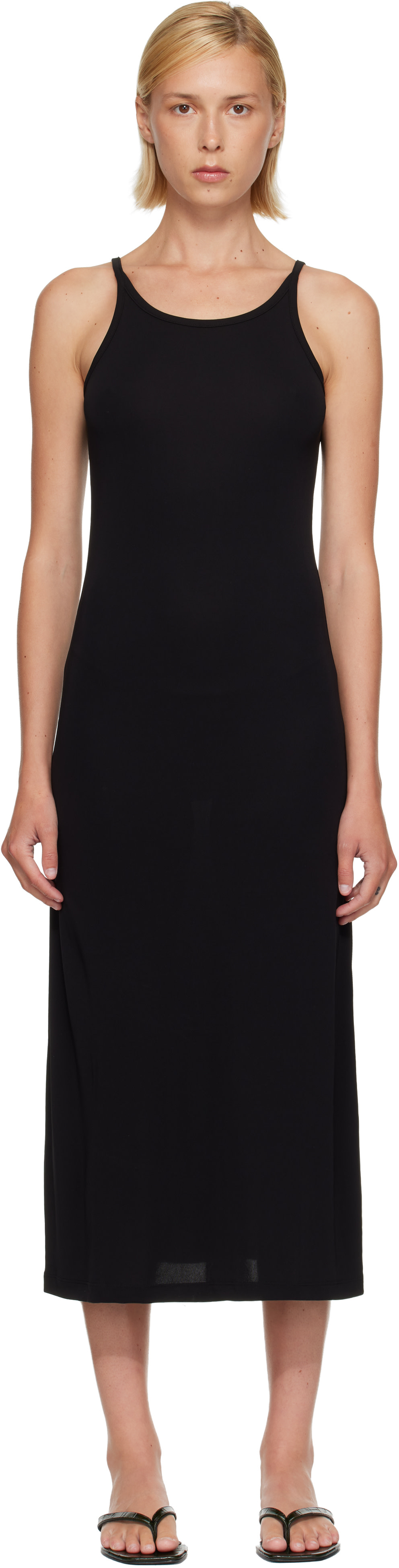 TOTEME: Black Fluid Slip Maxi Dress | SSENSE