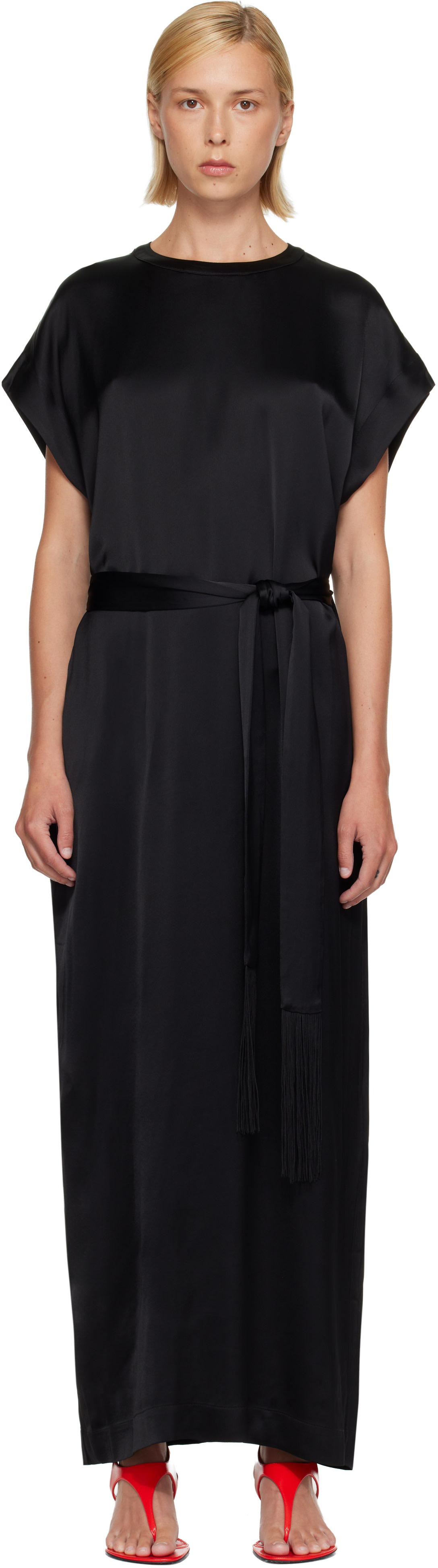 toteme satin maxi dress Toteme - Slouch waist dress taupe - 40