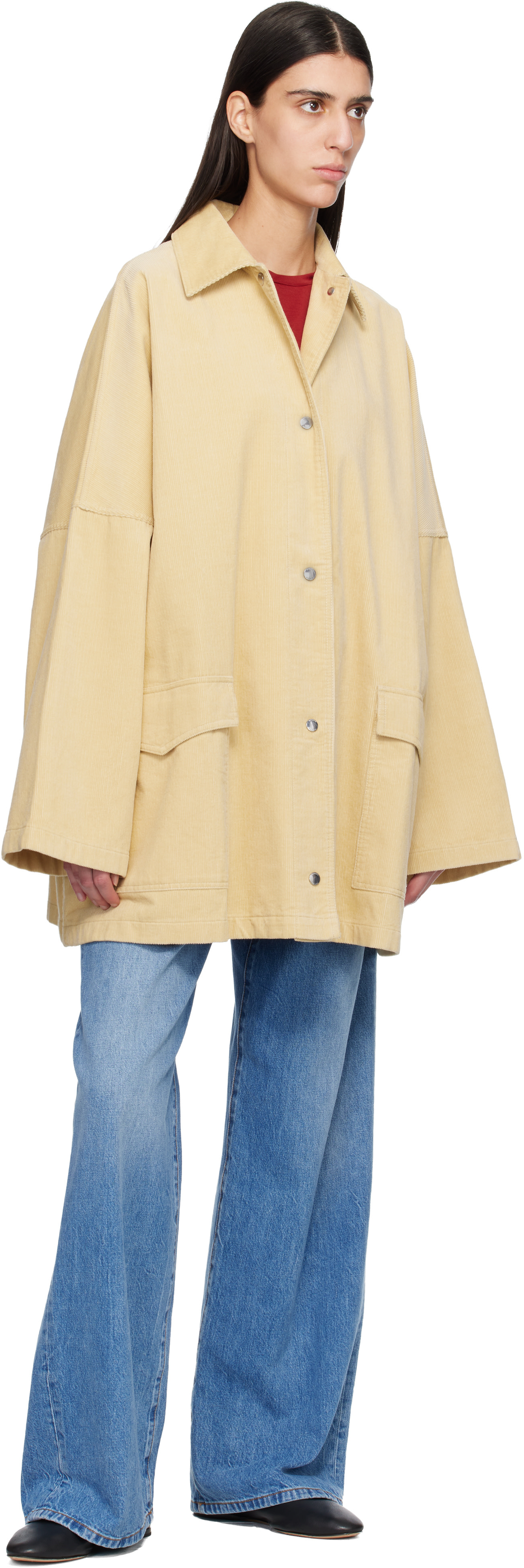 TOTEME: Beige Cord Overshirt Chore Jacket | SSENSE