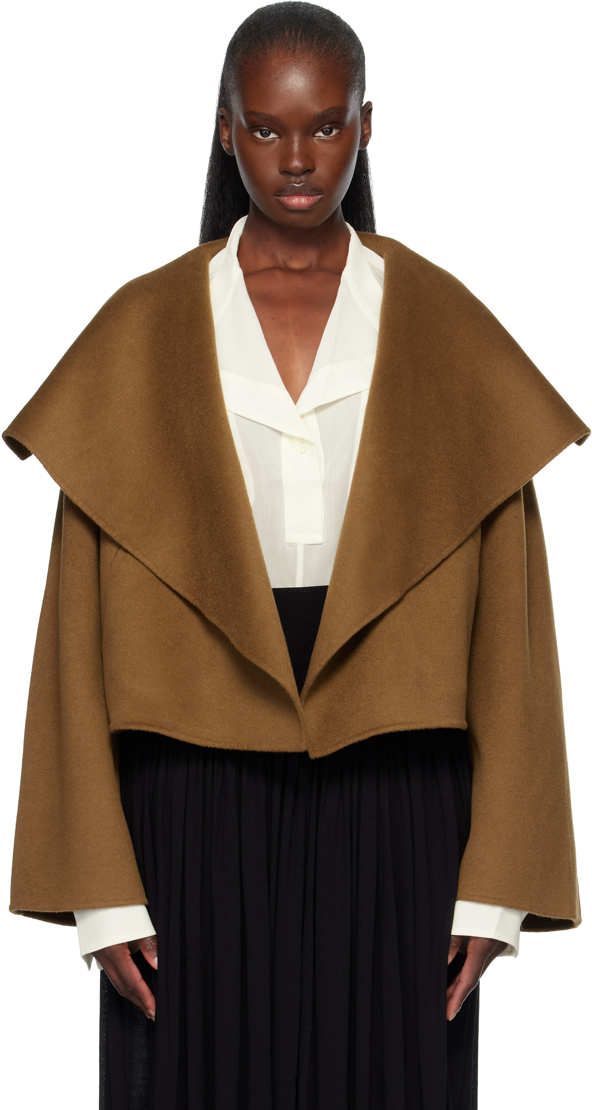 TOTEME - Blouson brun clair en melton double face