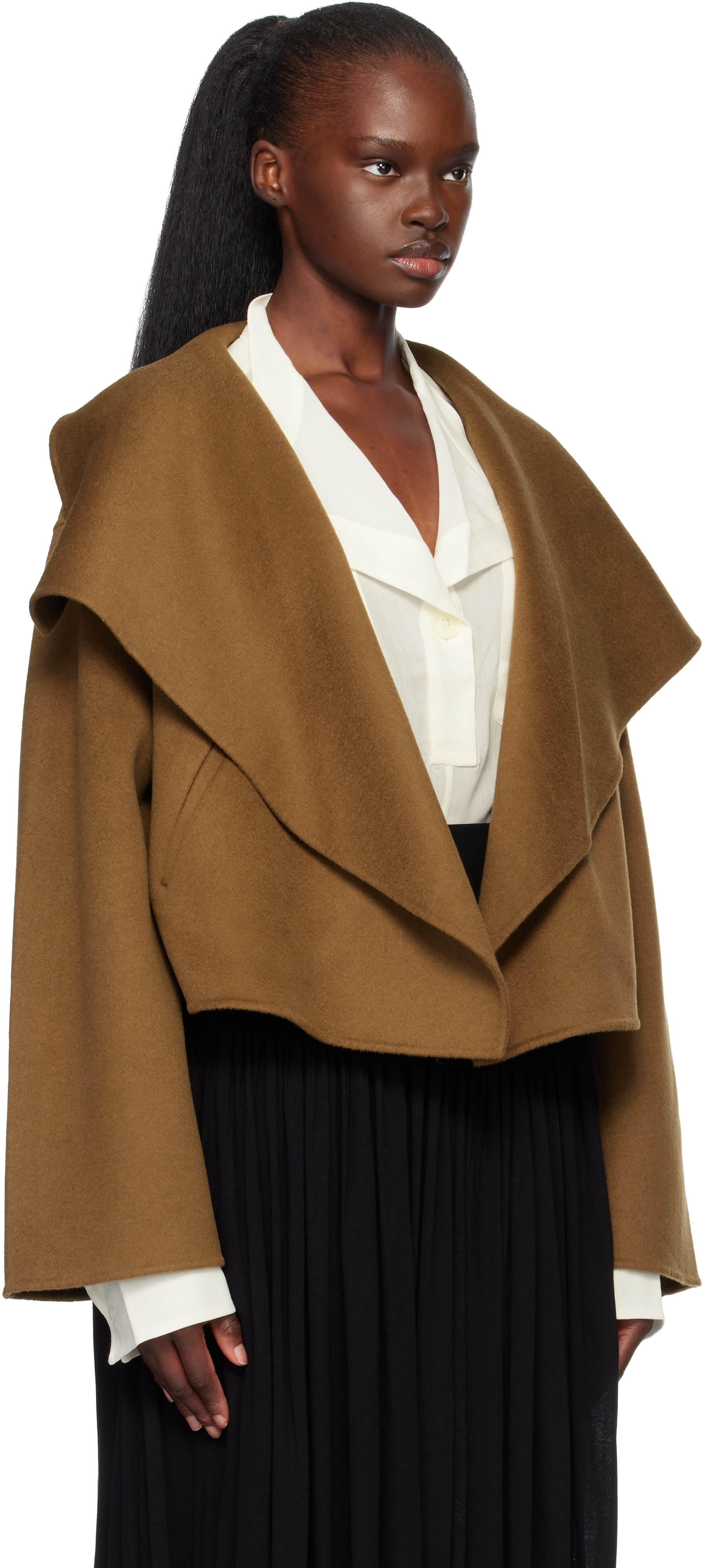 TOTEME - Blouson brun clair en melton double face
