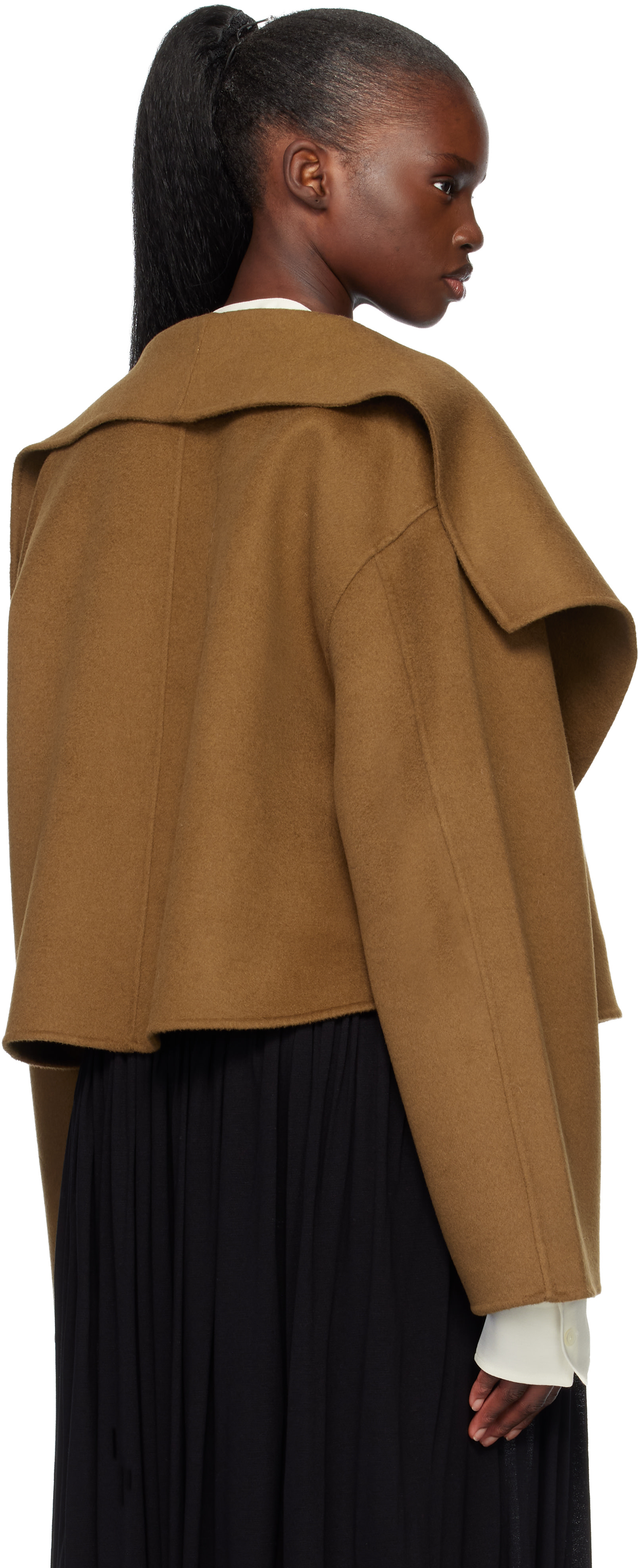 TOTEME - Blouson brun clair en melton double face