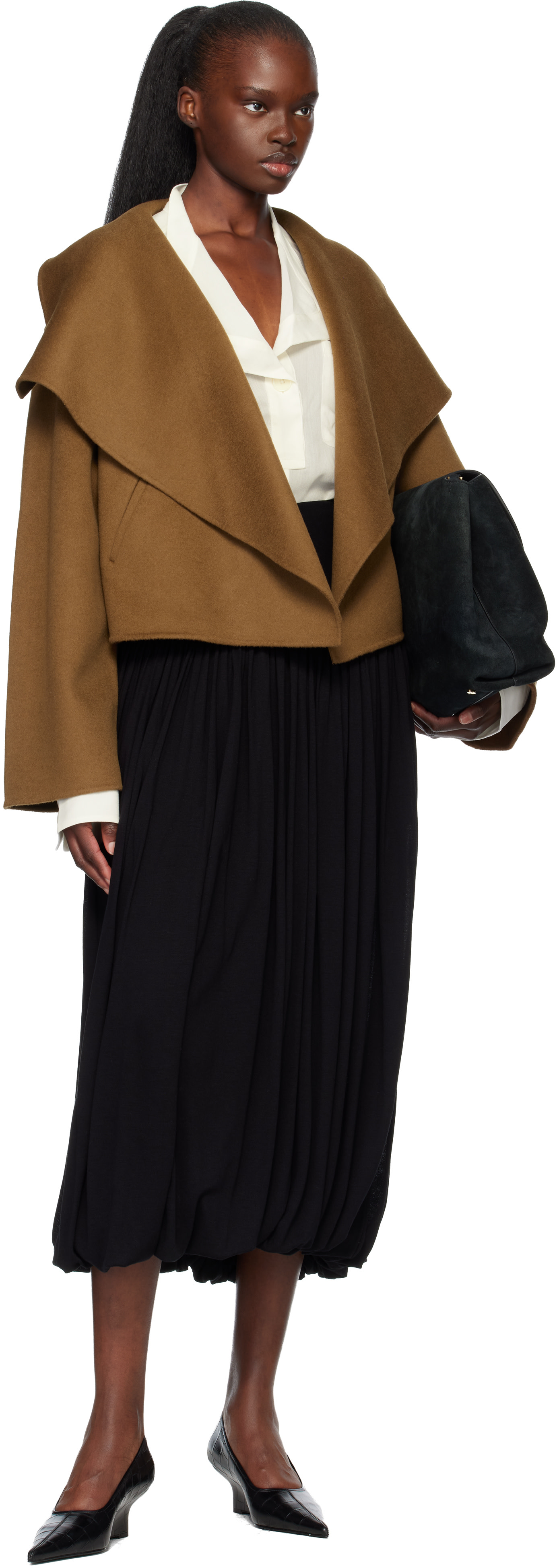 TOTEME - Blouson brun clair en melton double face