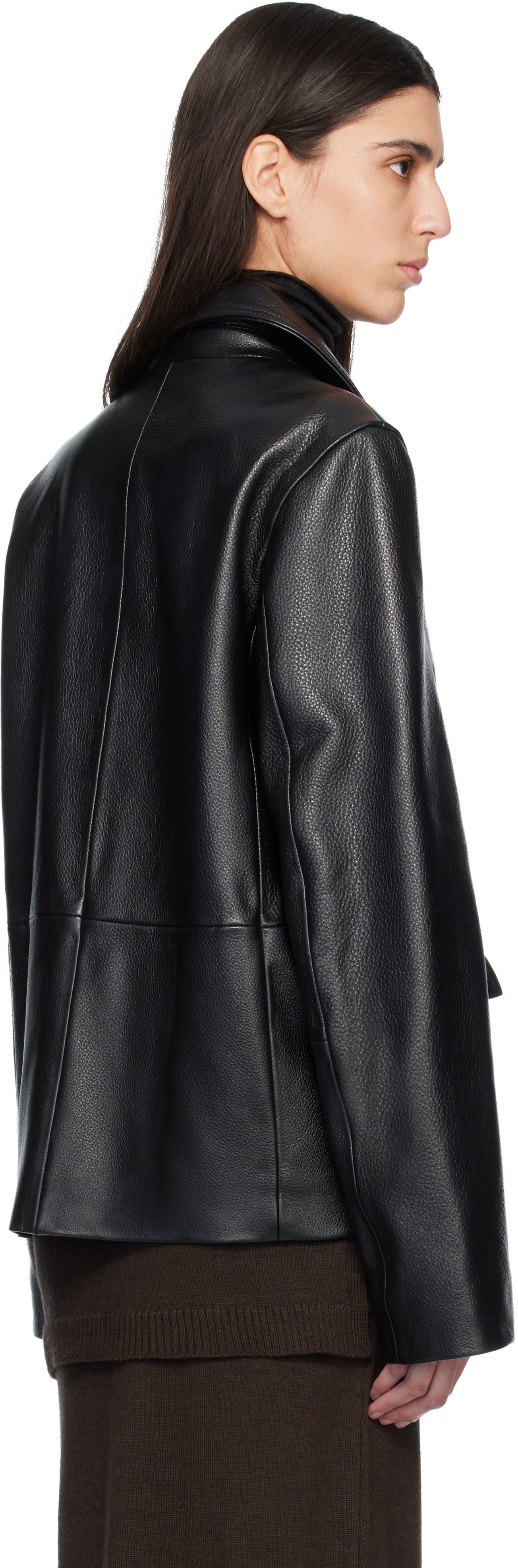 TOTEME: Black Grained Leather Jacket | SSENSE