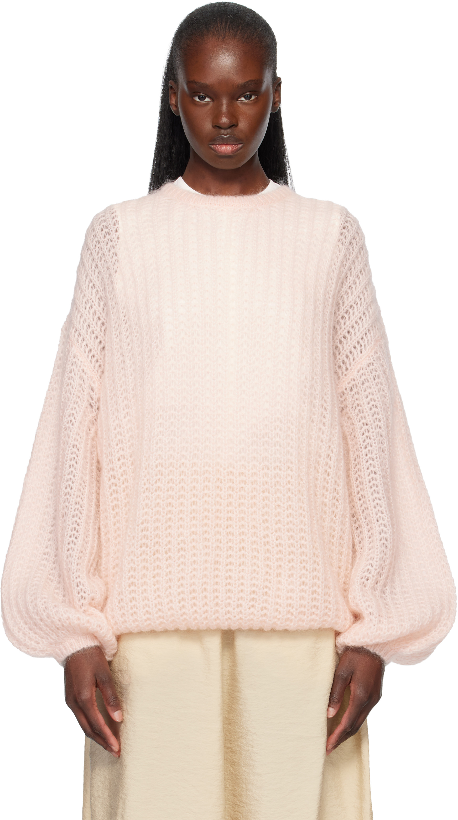 TOTEME - Pull bouffant rose en tricot
