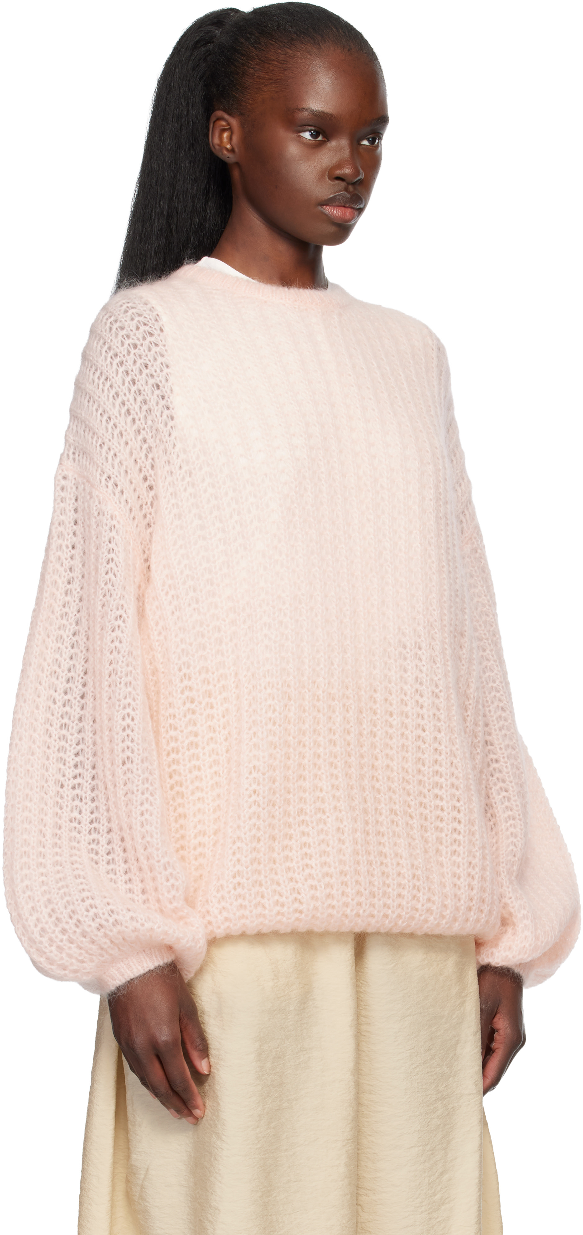 TOTEME - Pull bouffant rose en tricot