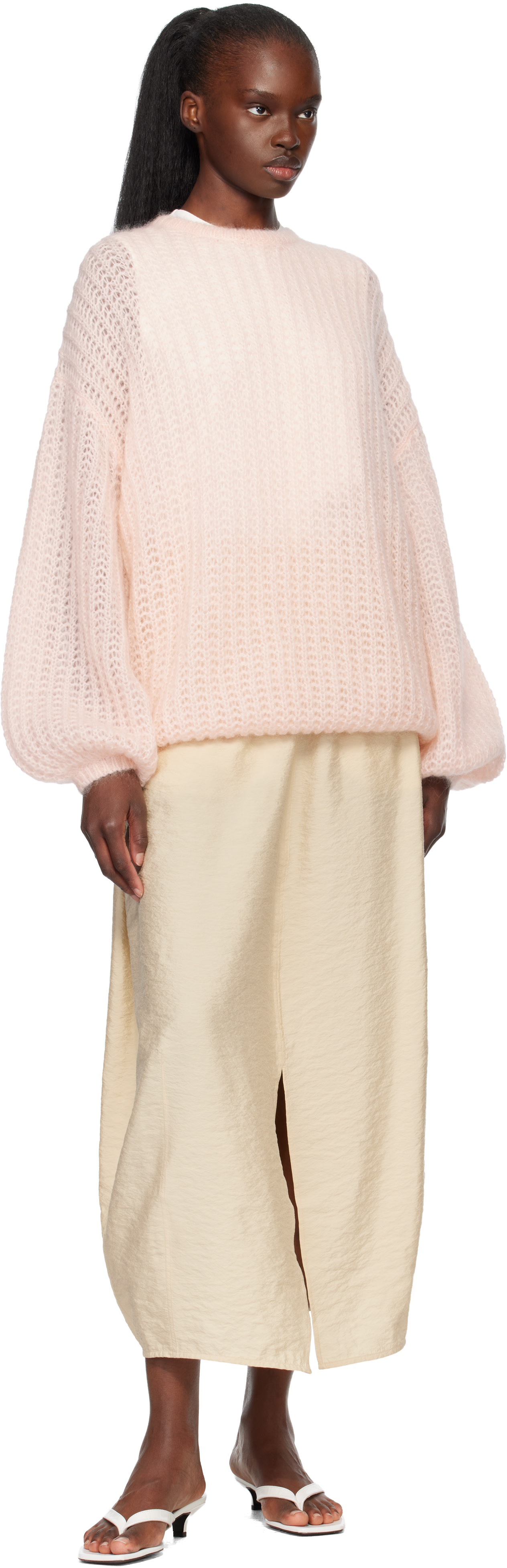 TOTEME - Pull bouffant rose en tricot