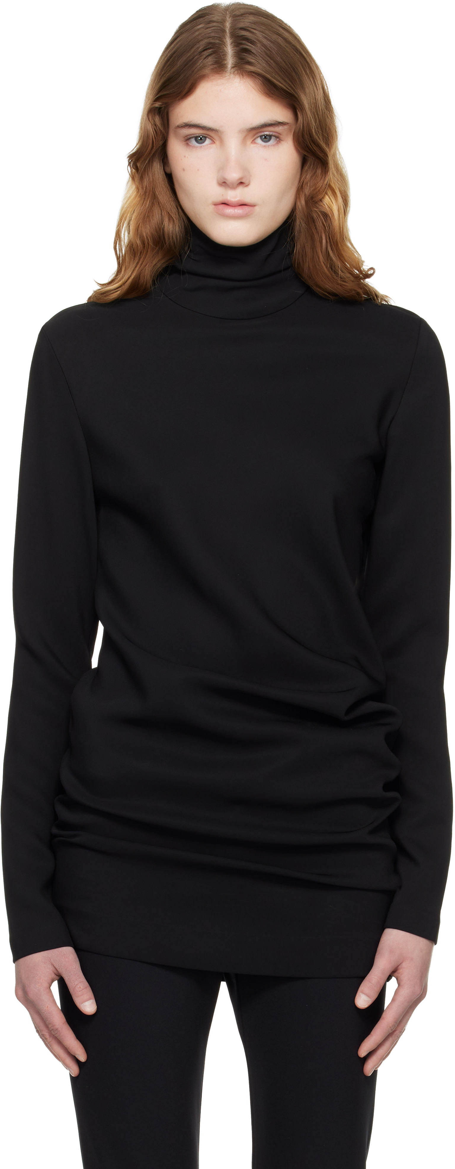 TOTEME: Black High-Neck Twist Blouse | SSENSE