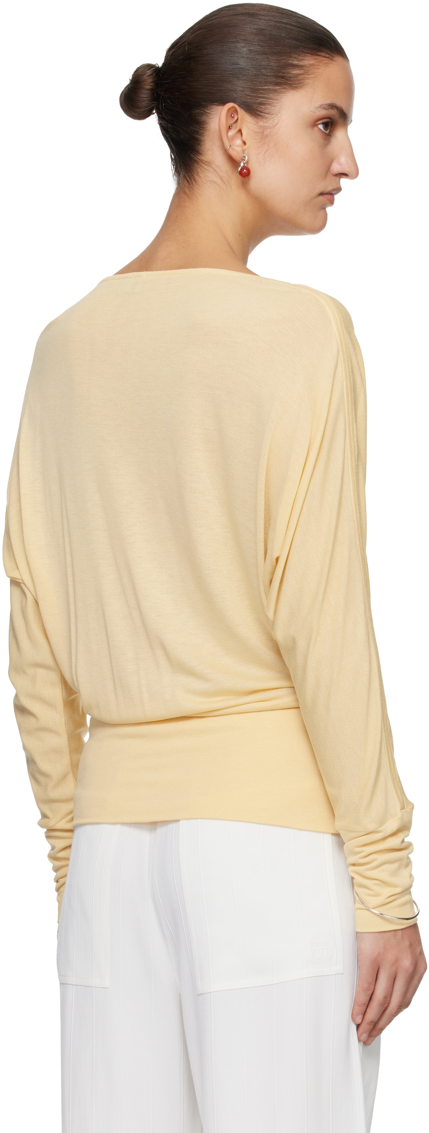 TOTEME: Yellow Boatneck Jersey T-shirt | SSENSE