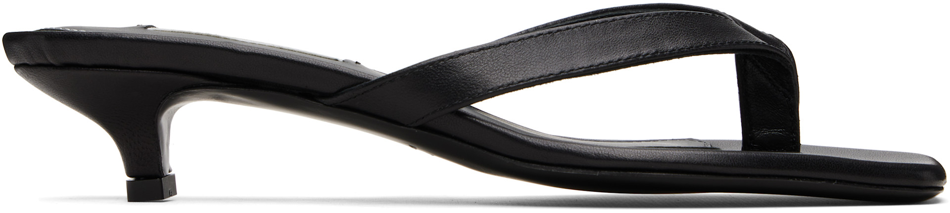 TOTEME: ブラック Flip Flop レザー ヒールサンダル | SSENSE 日本