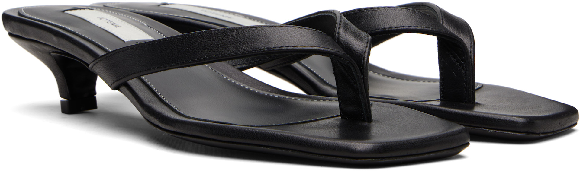 TOTEME: ブラック Flip Flop レザー ヒールサンダル | SSENSE 日本