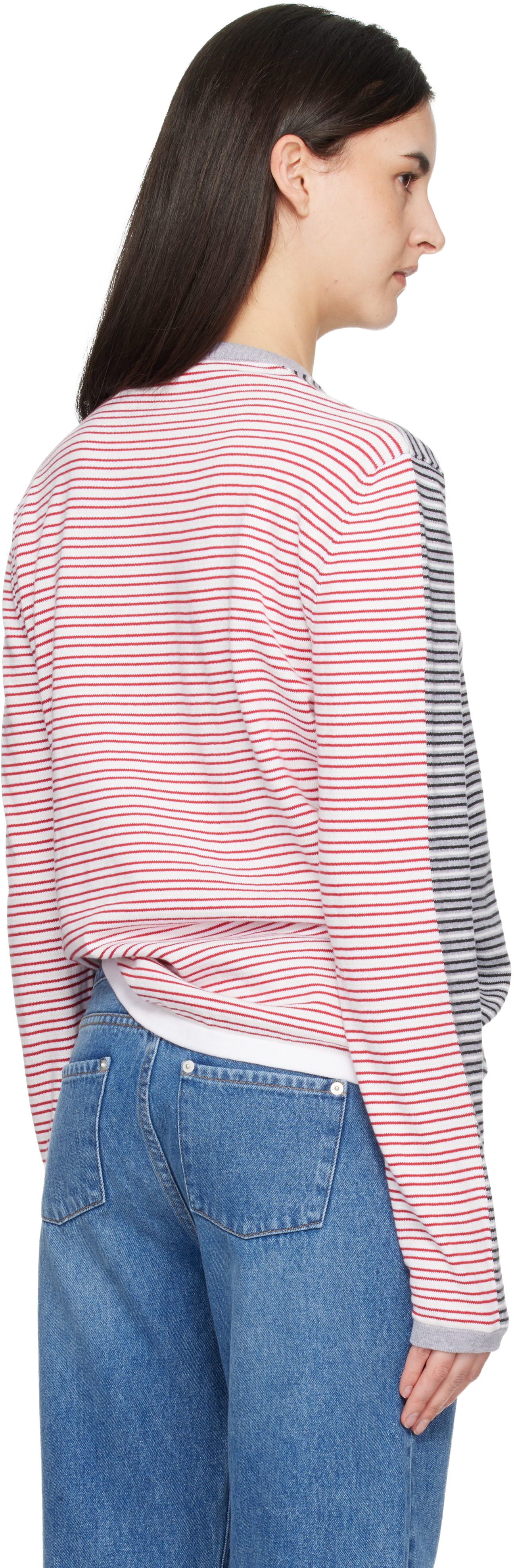Gimaguas - Pull Pablo gris et rouge à rayures
