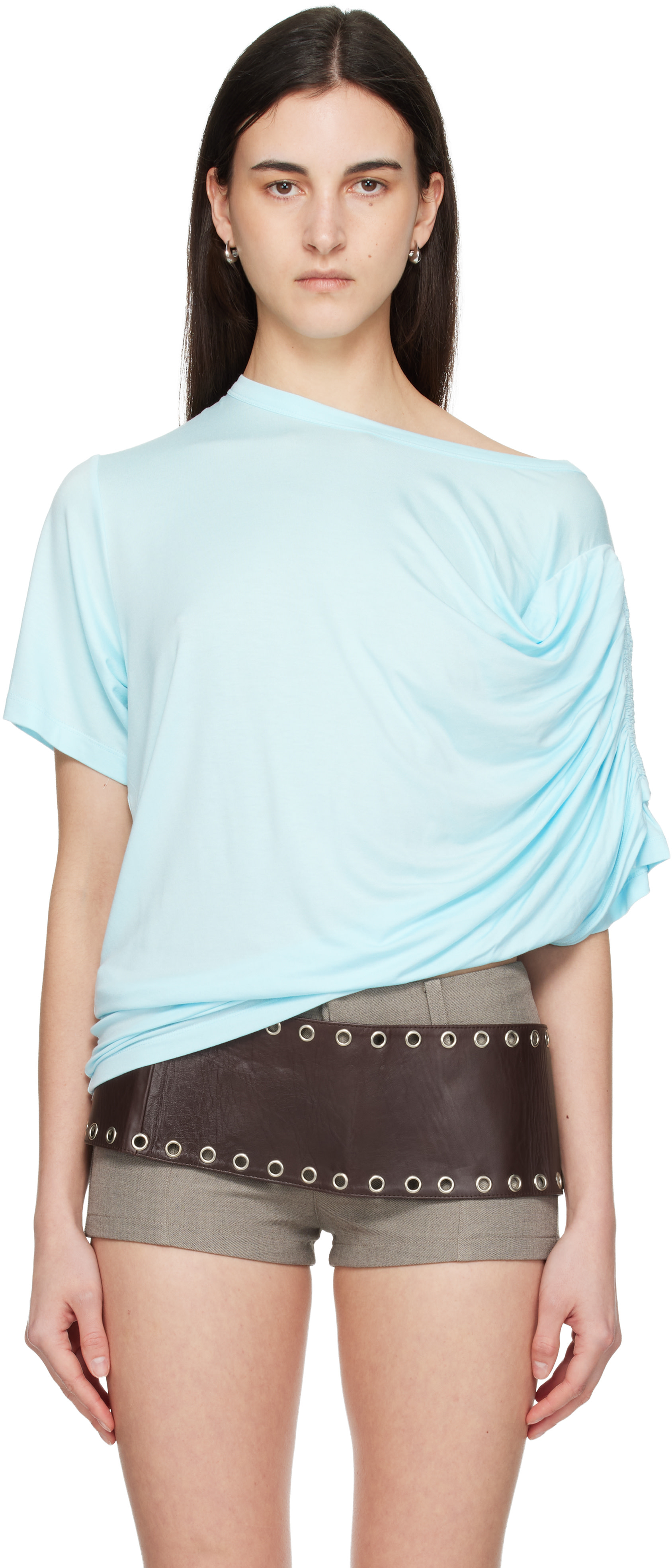 トップス gimaguas gather shirt Gimaguas: Blue Daria T-shirt | SSENSE Canada