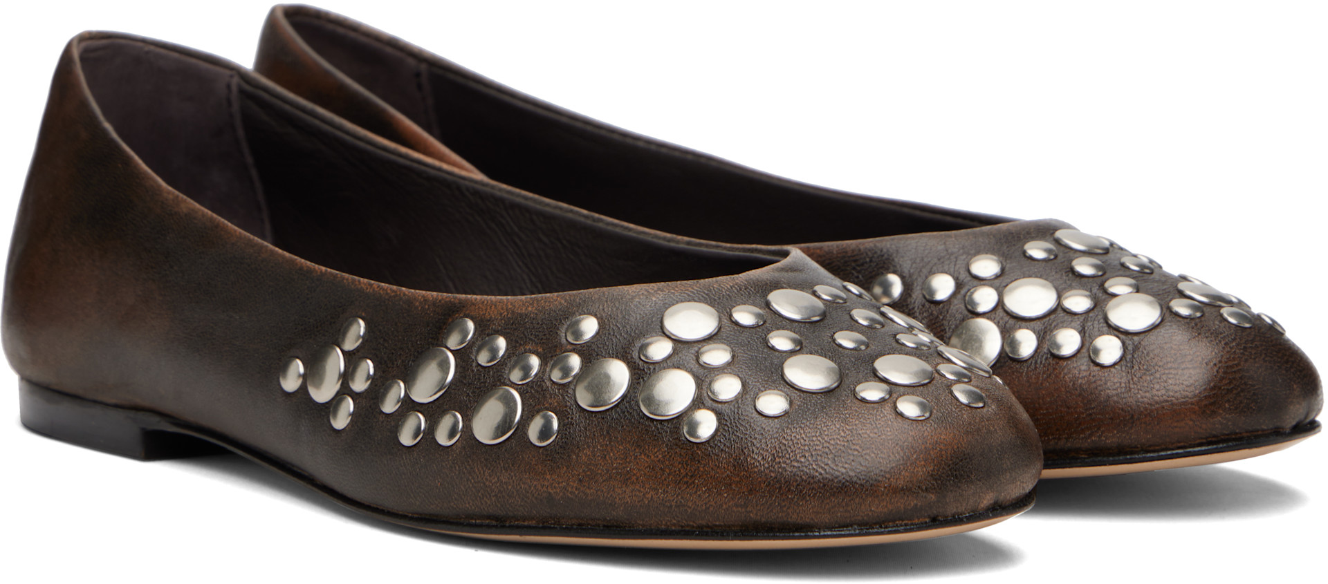 Gimaguas: Brown Bailarina Studs Flats | SSENSE