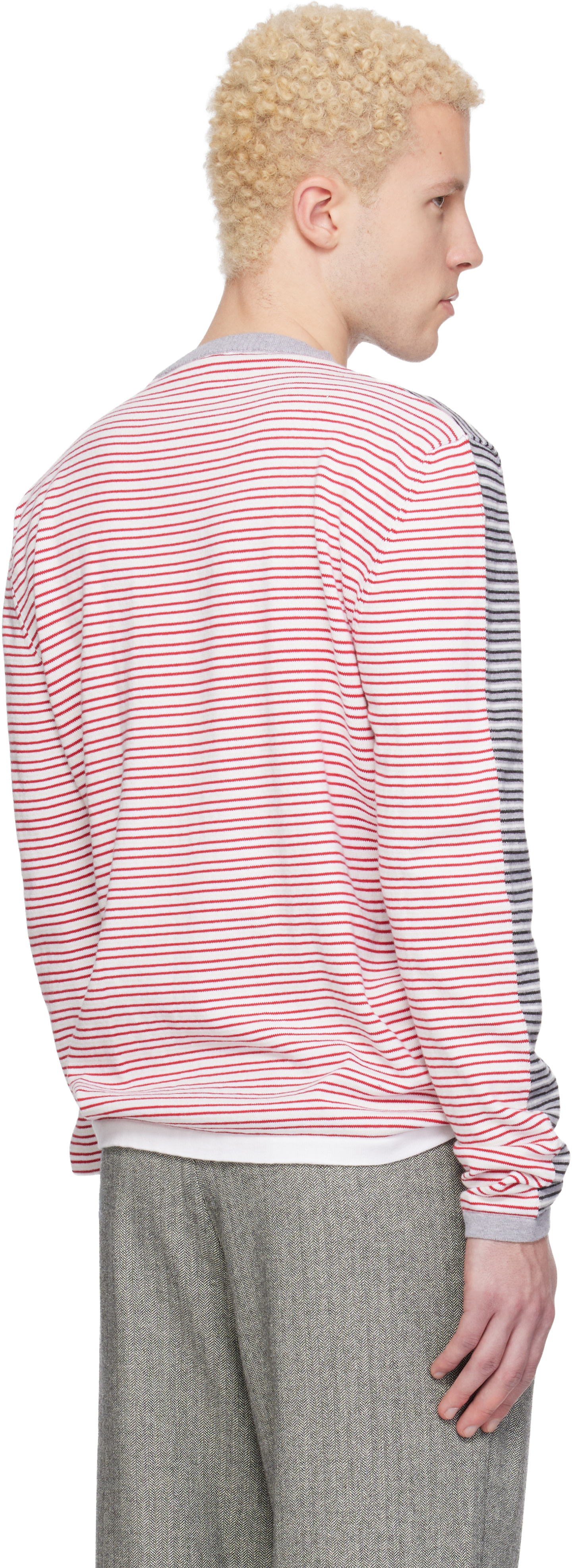 Gimaguas - Pull Pablo gris et rouge à rayures