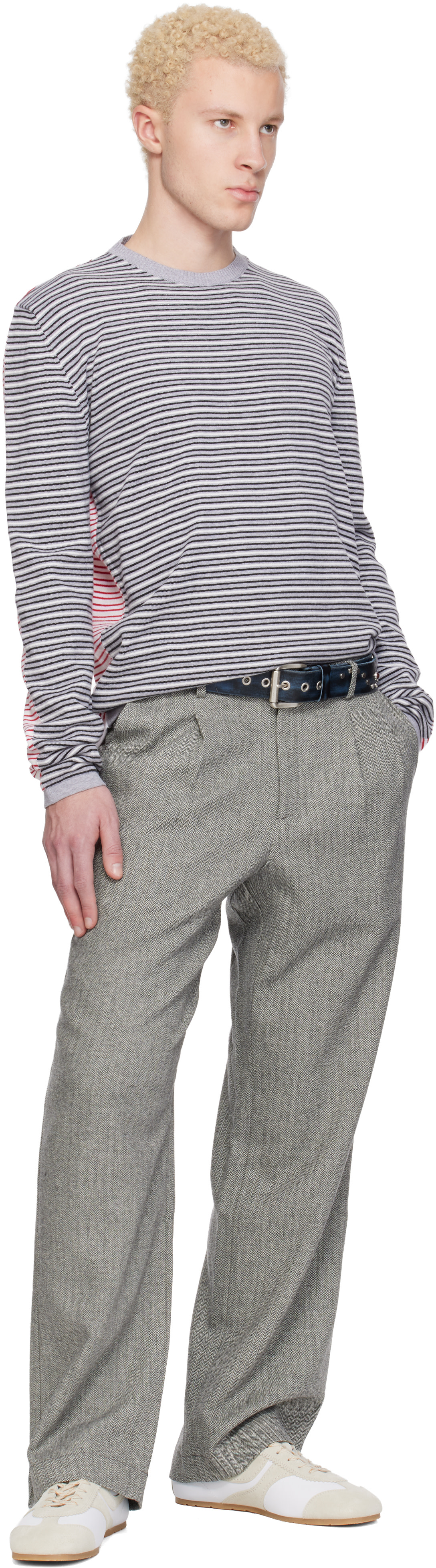 Gimaguas - Pull Pablo gris et rouge à rayures