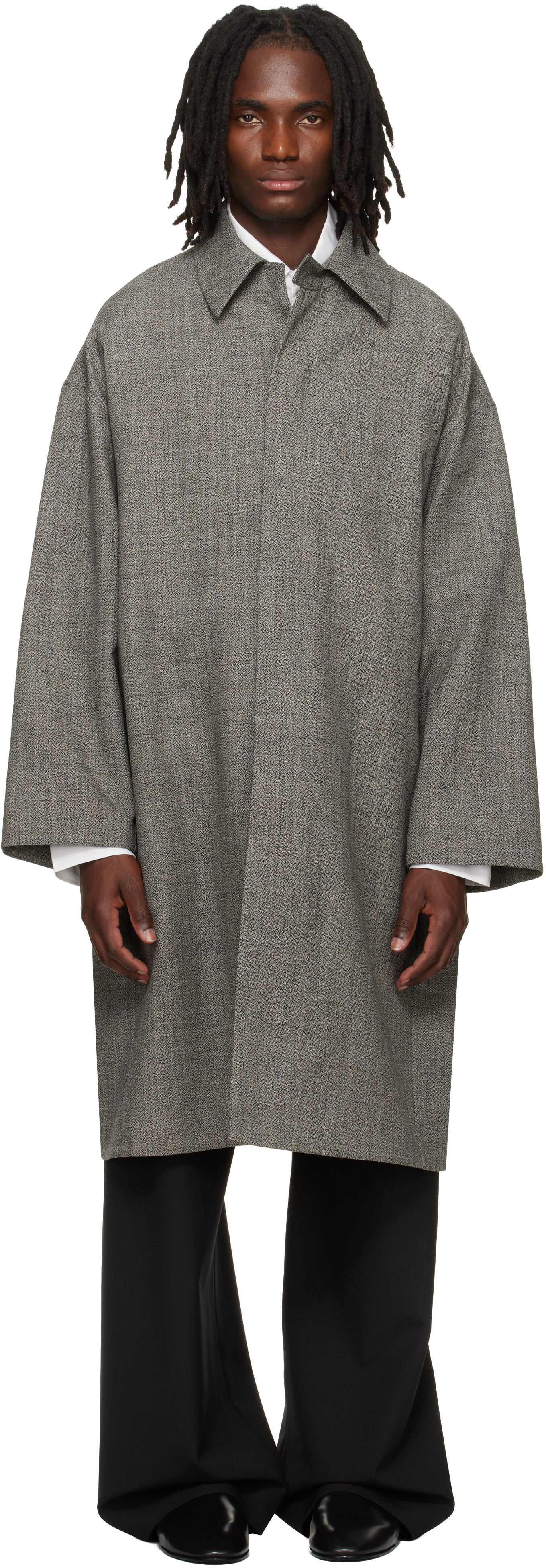Fear of God: Gray Mouline Wool Relaxed Trench Coat | SSENSE