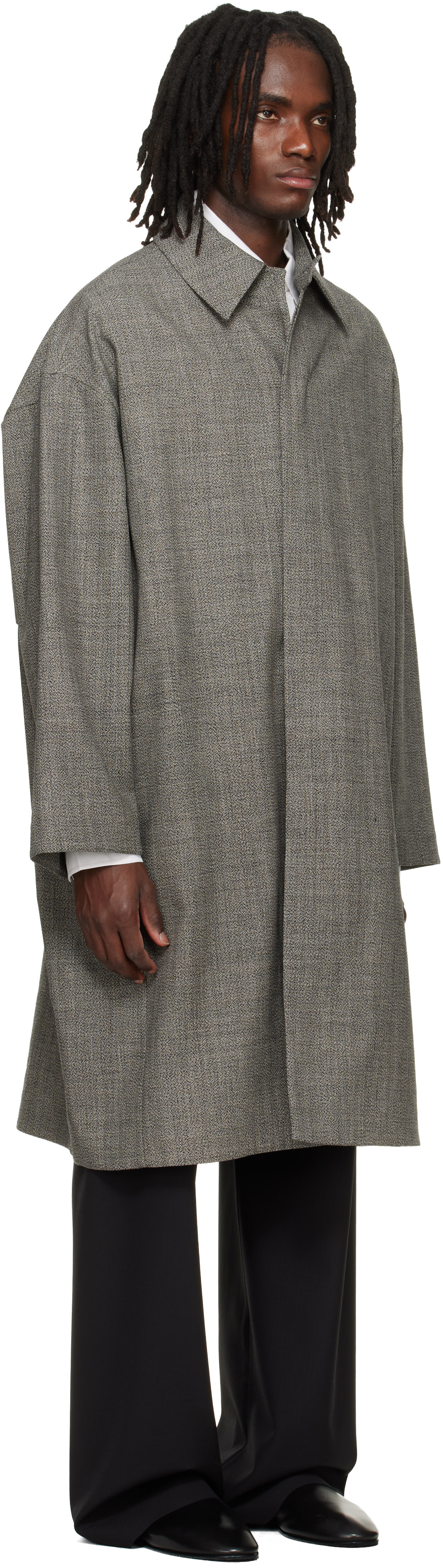 Fear of God: Gray Mouline Wool Relaxed Trench Coat | SSENSE