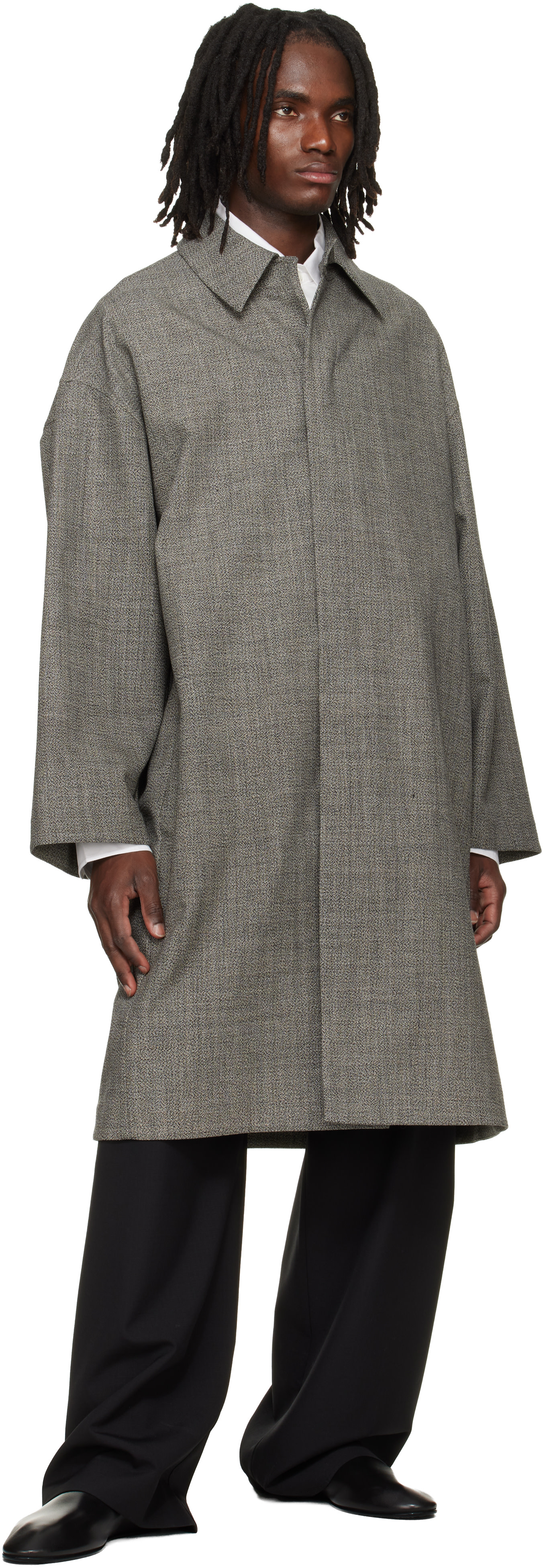 Fear of God: Gray Mouline Wool Relaxed Trench Coat | SSENSE